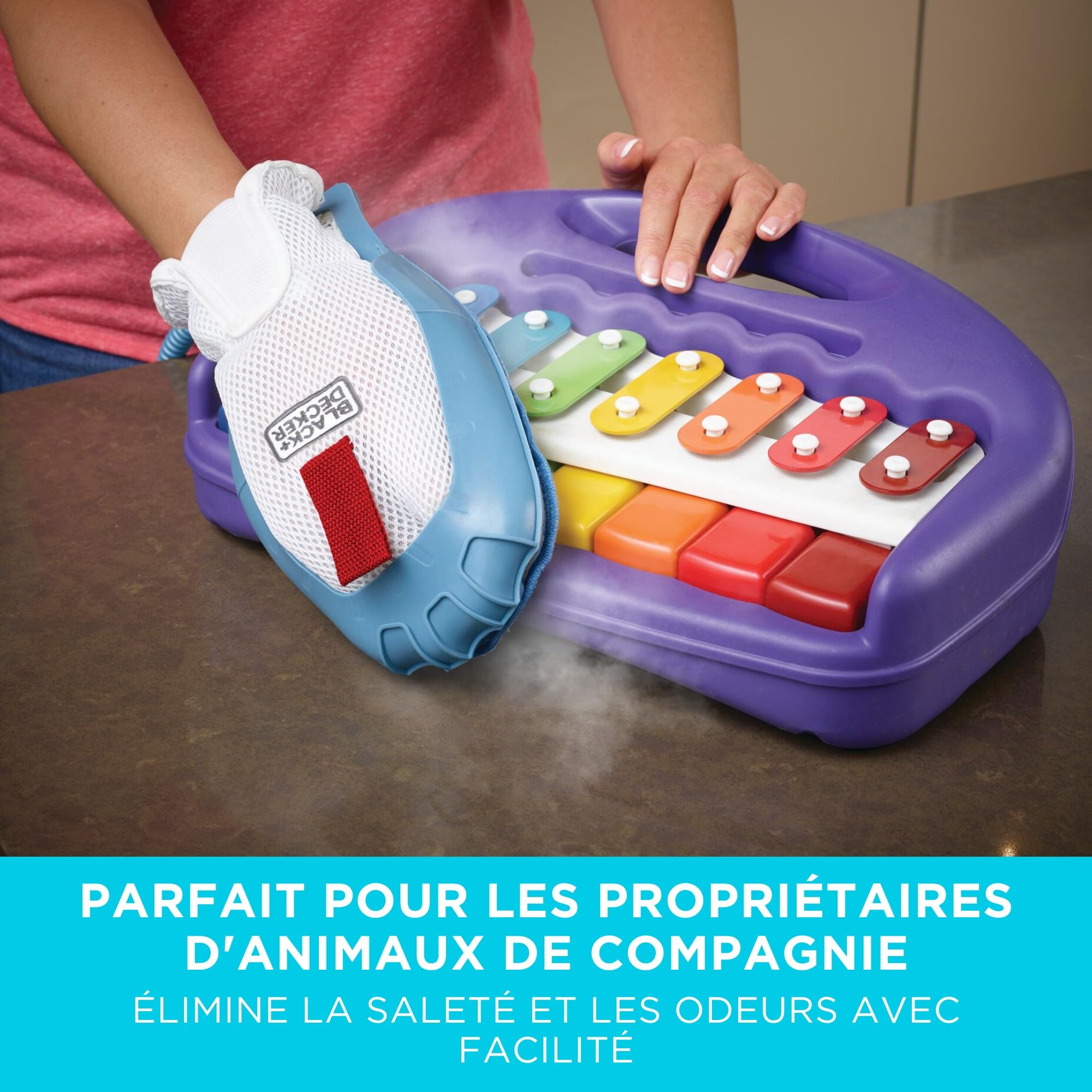 BLACK+DECKER Vadrouille à vapeur multifonction 10-en-1 et nettoyeur à main avec gant STEAMitt et accessoires, BHSM1615DAM-QS