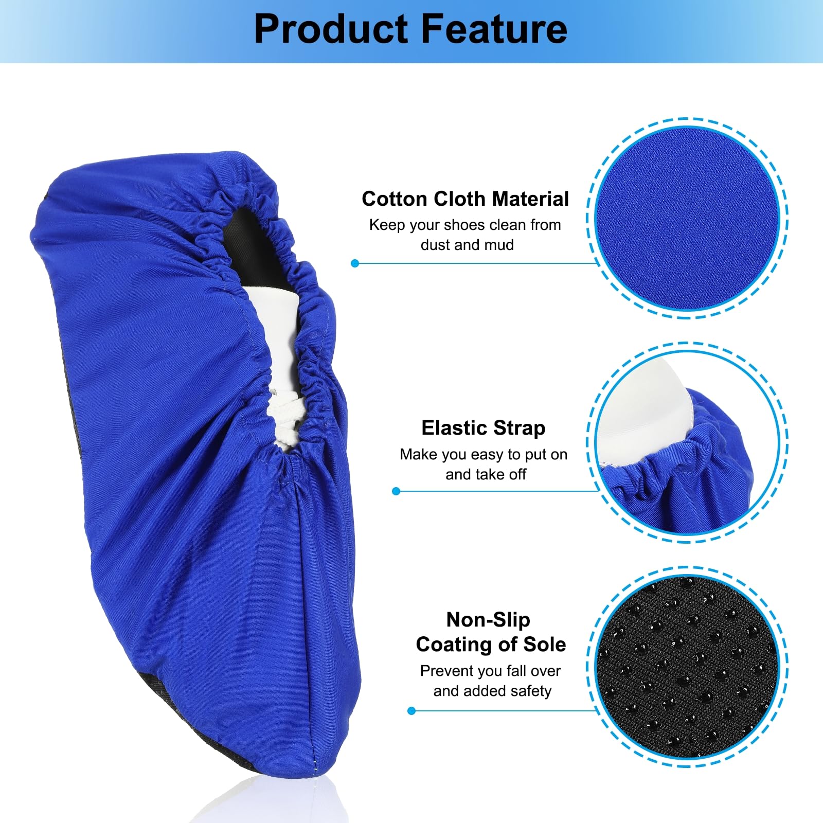 PATIKIL 10 Paires de Couvre-Chaussures et de Bottes, Couvre-Chaussures en Coton Réutilisables Antidérapants Lavables Respirants pour l'Intérieur, Le Laboratoire, Bleu