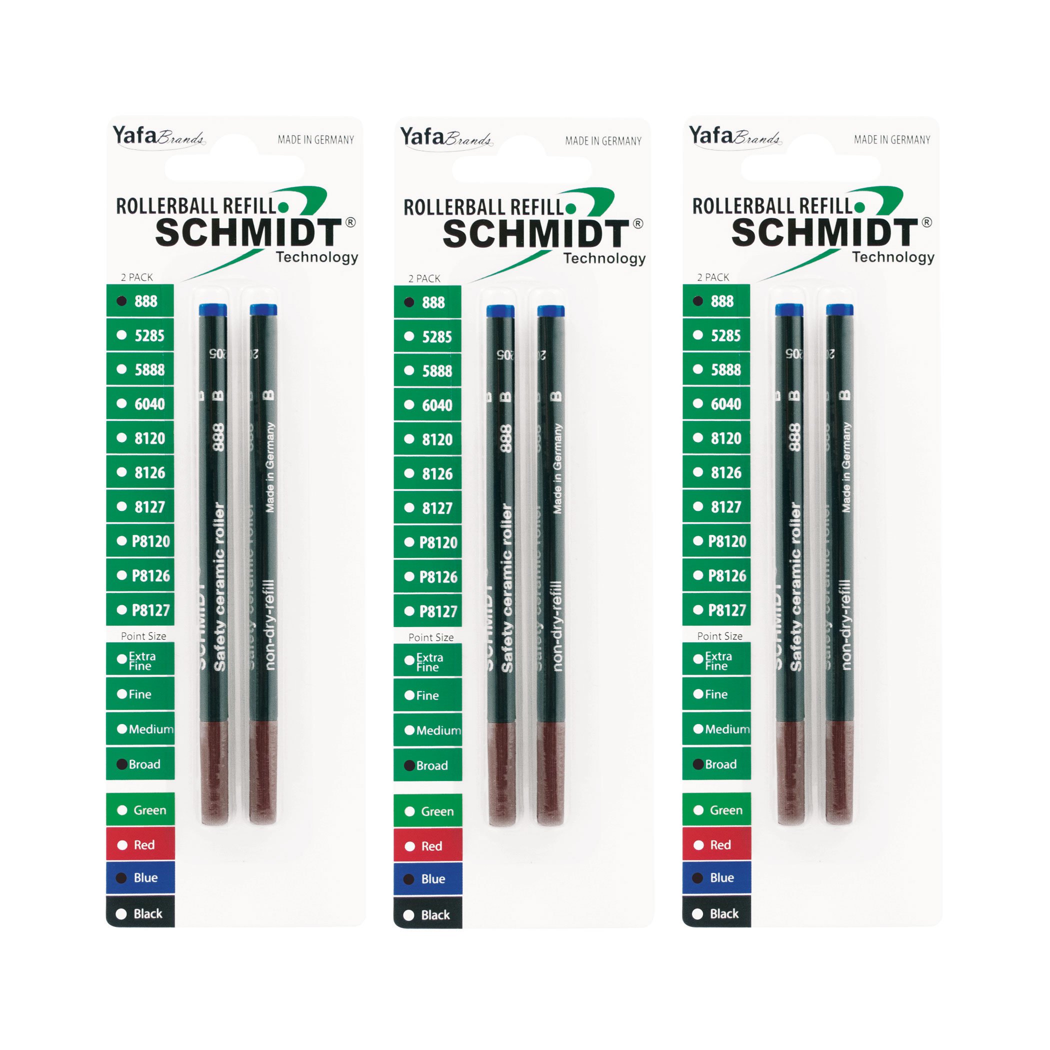 Safety 888 Ceramic Rollerball Broad Point 1.0mm Plastic Tube, Blue, 6 Pack Blister (SC58174)