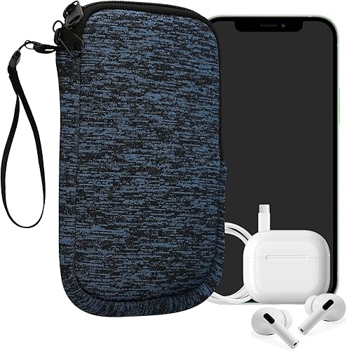 Miniatura 98 de kwmobile Bolsa de neopreno para teléfono tamaño XL - 6.7/6.8 pulgadas - Funda universal para celular con cremallera, correa para la muñeca, amarillo