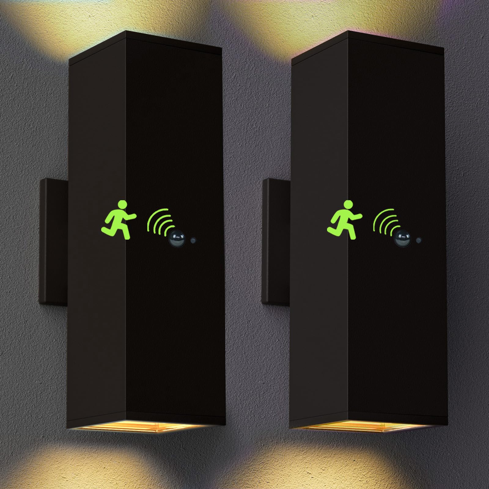 Photo 1 of rosykite Motion Sensor Outdoor Wall Lights, Dusk to Dawn Exterior Wall Mount Light Fixtures with 3 Modes, Waterproof Up Down Porch Lights for House, Garage, Patio, Entryway, Matte Black