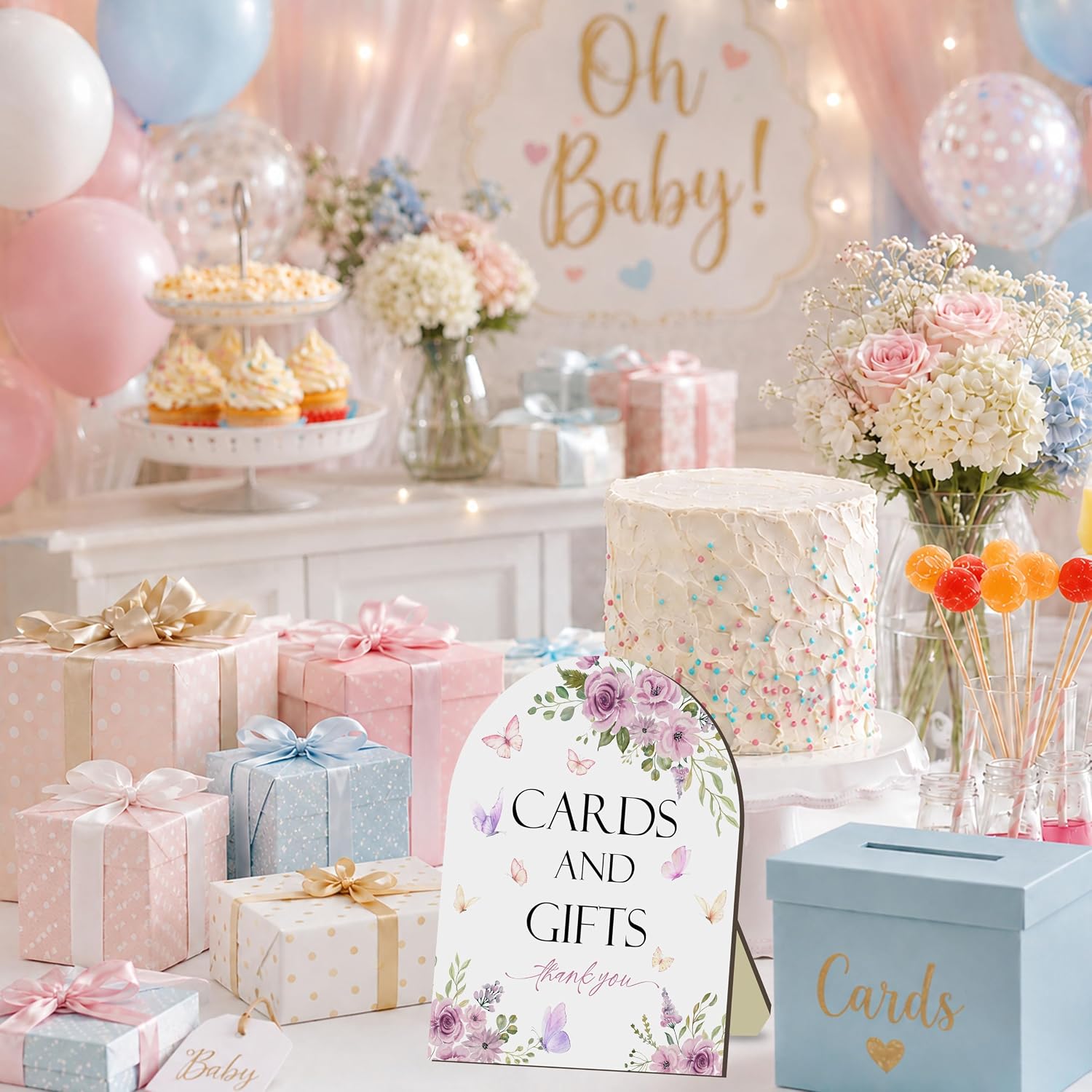 Flower Bar Sign, Rose Cards and Gifts Sign, Floral Baby Shower Decor image 4