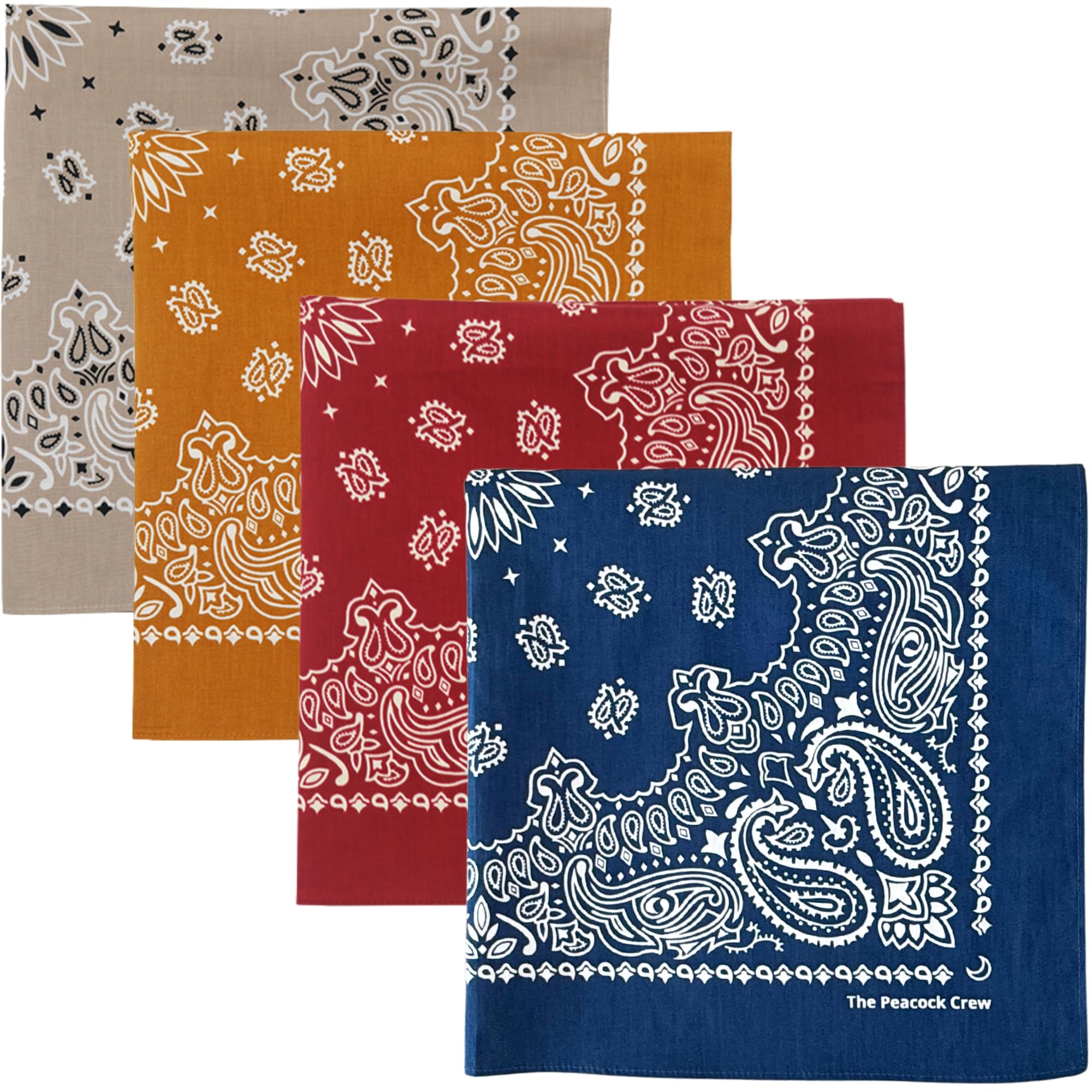 The Peacock Crew Premium Soft Cotton Bandanas Pack for Men and Women Paisley 22 x 22 inches
