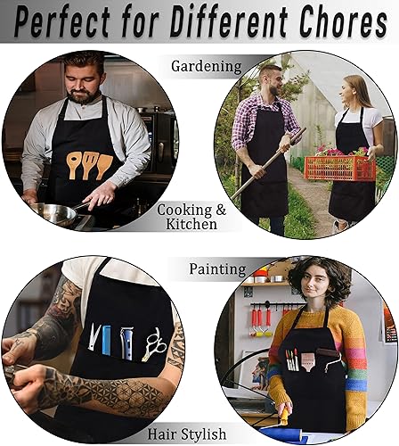 Miniatura 6 de RUVANTI Cotton Enrich Funny Kitchen Apron 1 Pack - Waterdrop Resistant 2 Pockets Workshop Aprons for Women Men Chef XXL Size