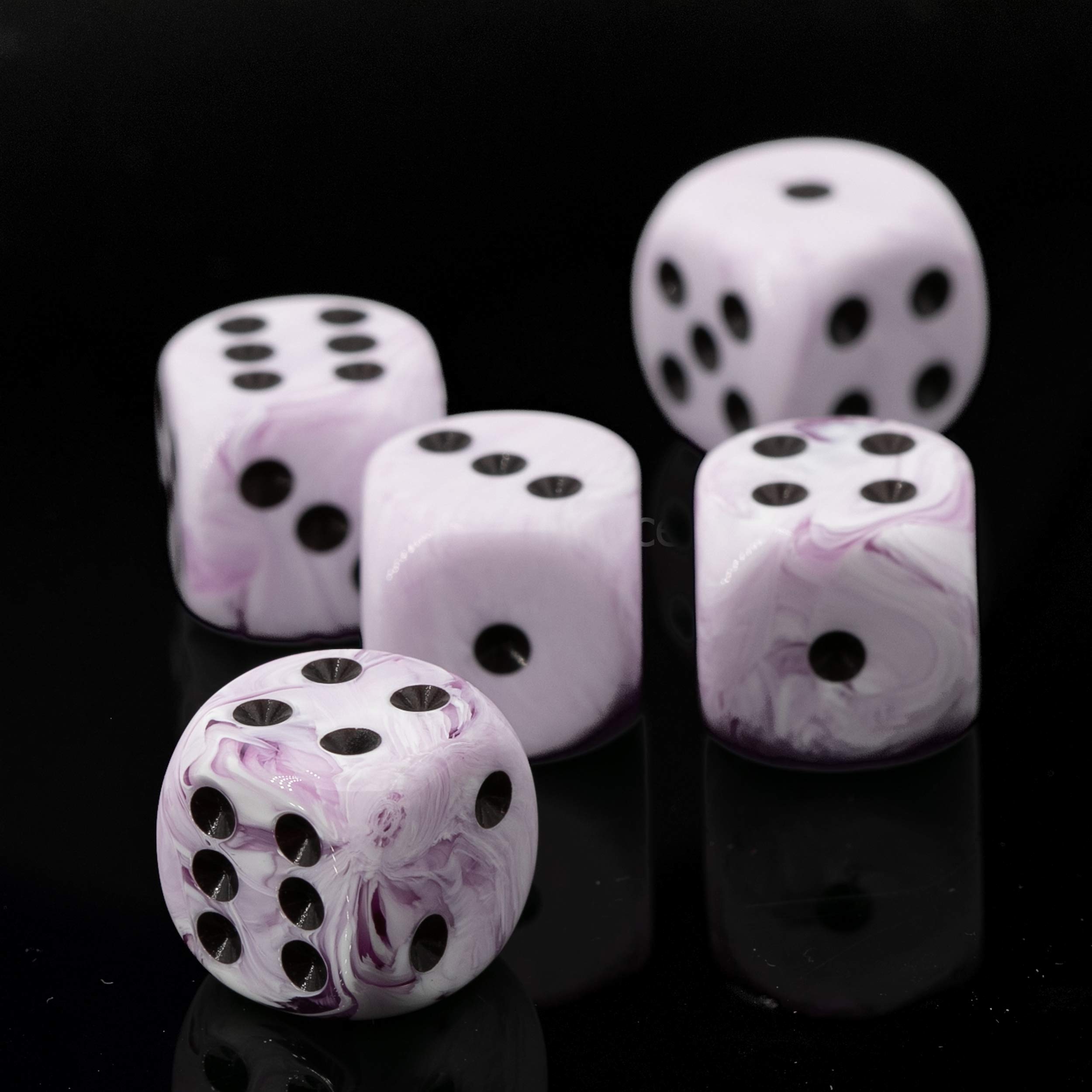 WeLoveBeads – 5 Dés Ice Cream Rose / Noir – Fabriqués En Allemagne – 16 Mm