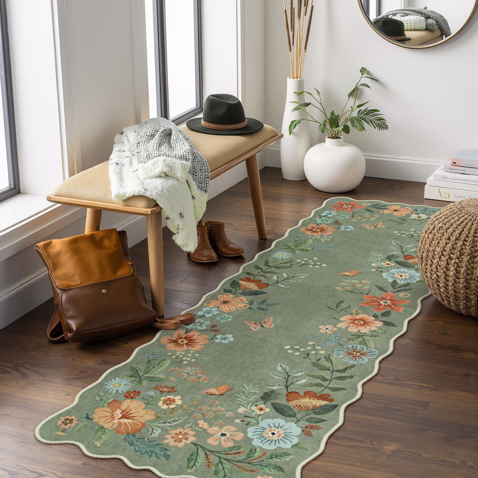 ◆Runner Rug◆　295×93cm　ペルシャラグ　バルーチ族　ランナー Amazon.com: Lahome Floral Washable Runners for Hallways, 2x5
