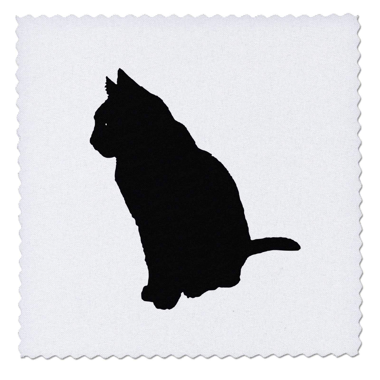 6x6 inch Quilt Square - Superstitious Black Cat Silhouette Vector Vector - Black Cat
