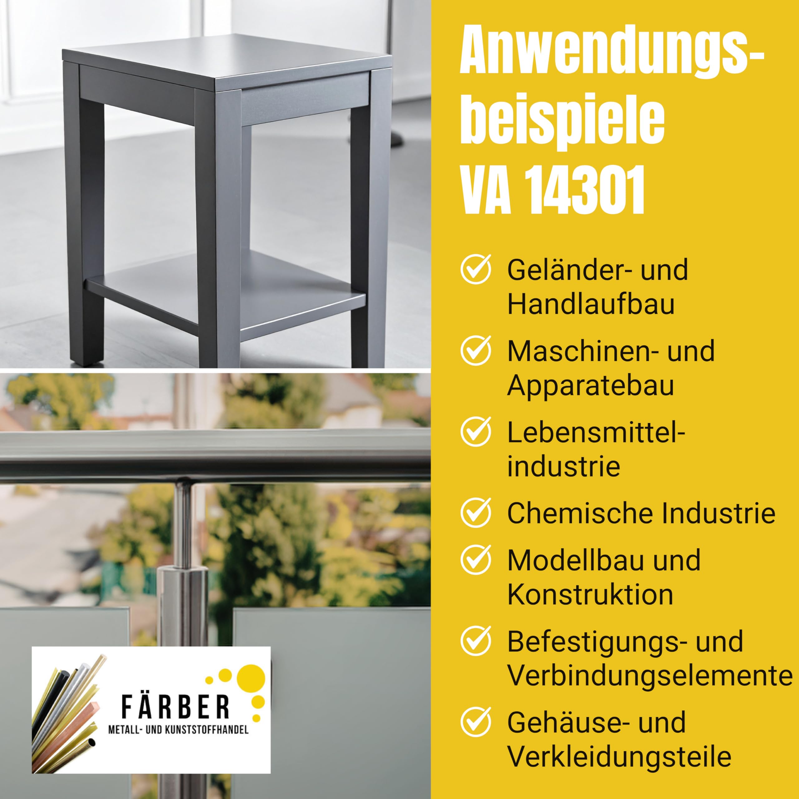 Färber 1.4301 VA Edelstahlrohr nahtlos 40x4mm L=500mm Rundrohr