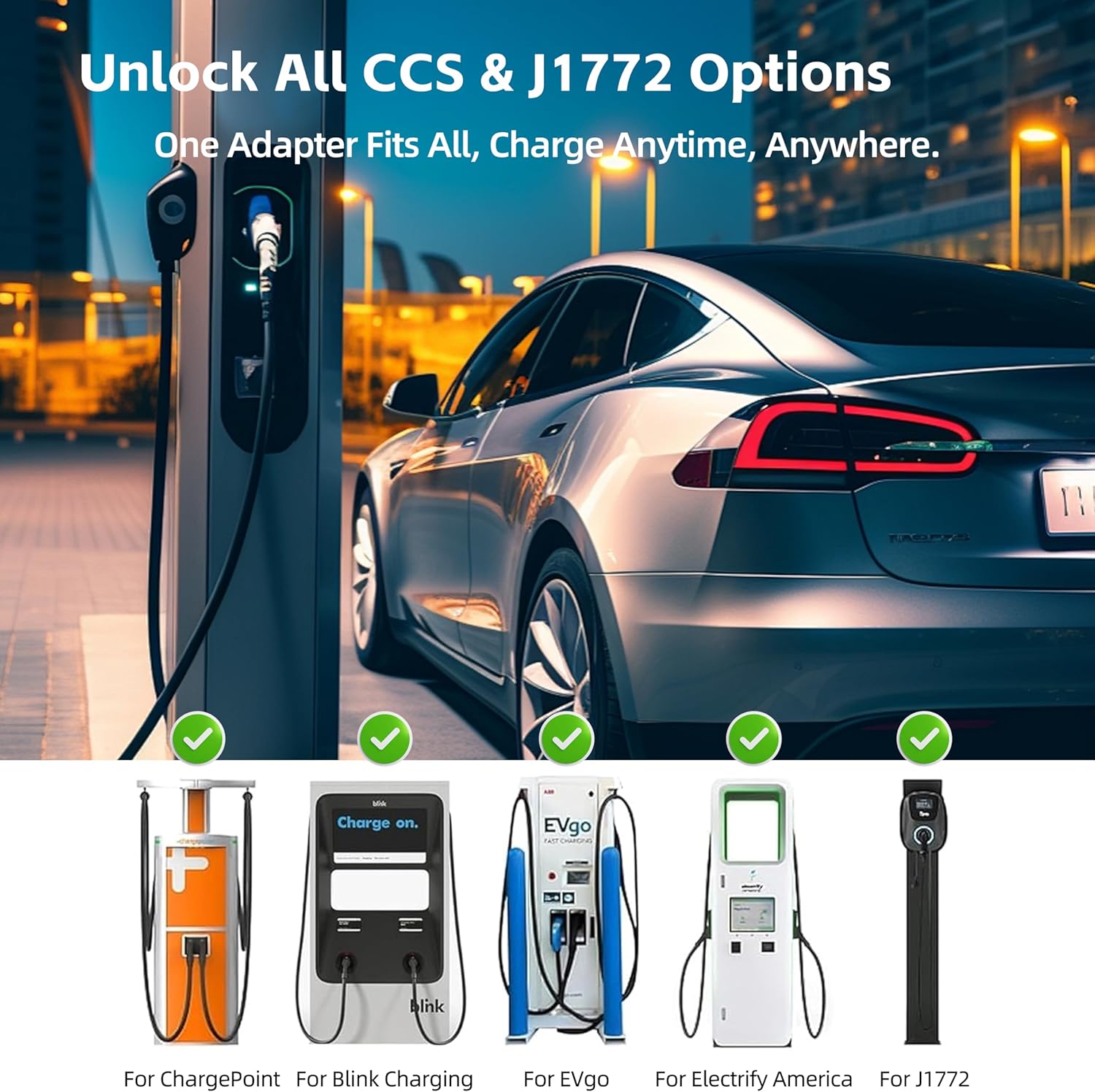 Upgraded CCS to J1772 Adapter for Cybertruck, SuperFast Charging Accessories, Compatible with Tesla Model 3/Y/S/X