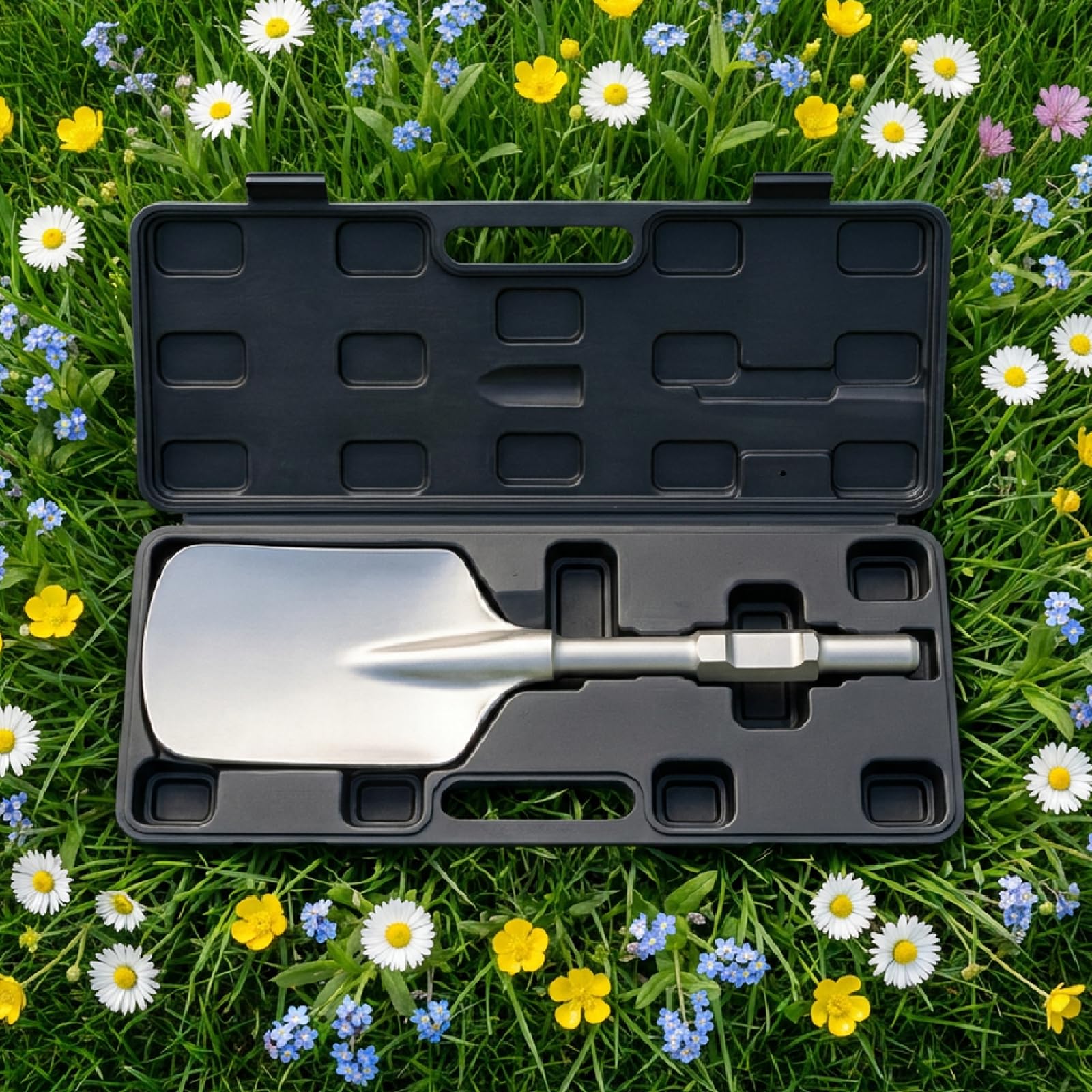 Clay Spade Shovel for Breaker Demolition Hammer, Jack Hammer with Carrying Case for Most 65A Electric Breaker, Silver, UK Stock