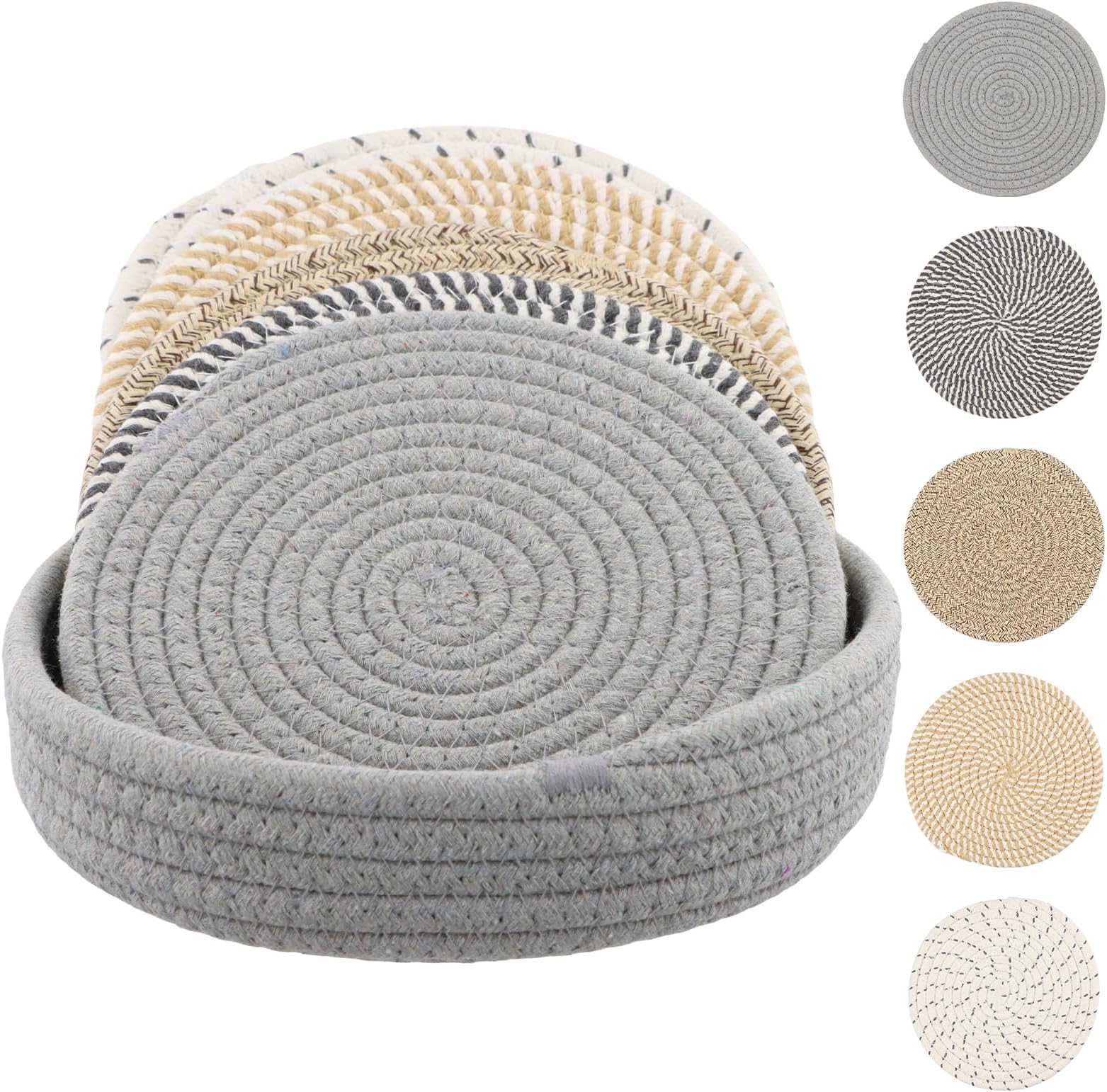 Cotton Woven Trivets, Round Braided Cotton Thread Trivets, Woven Cotton Trivets for Pots, Braided Mat Pot Holder for Drinks, Restaurant, Bar