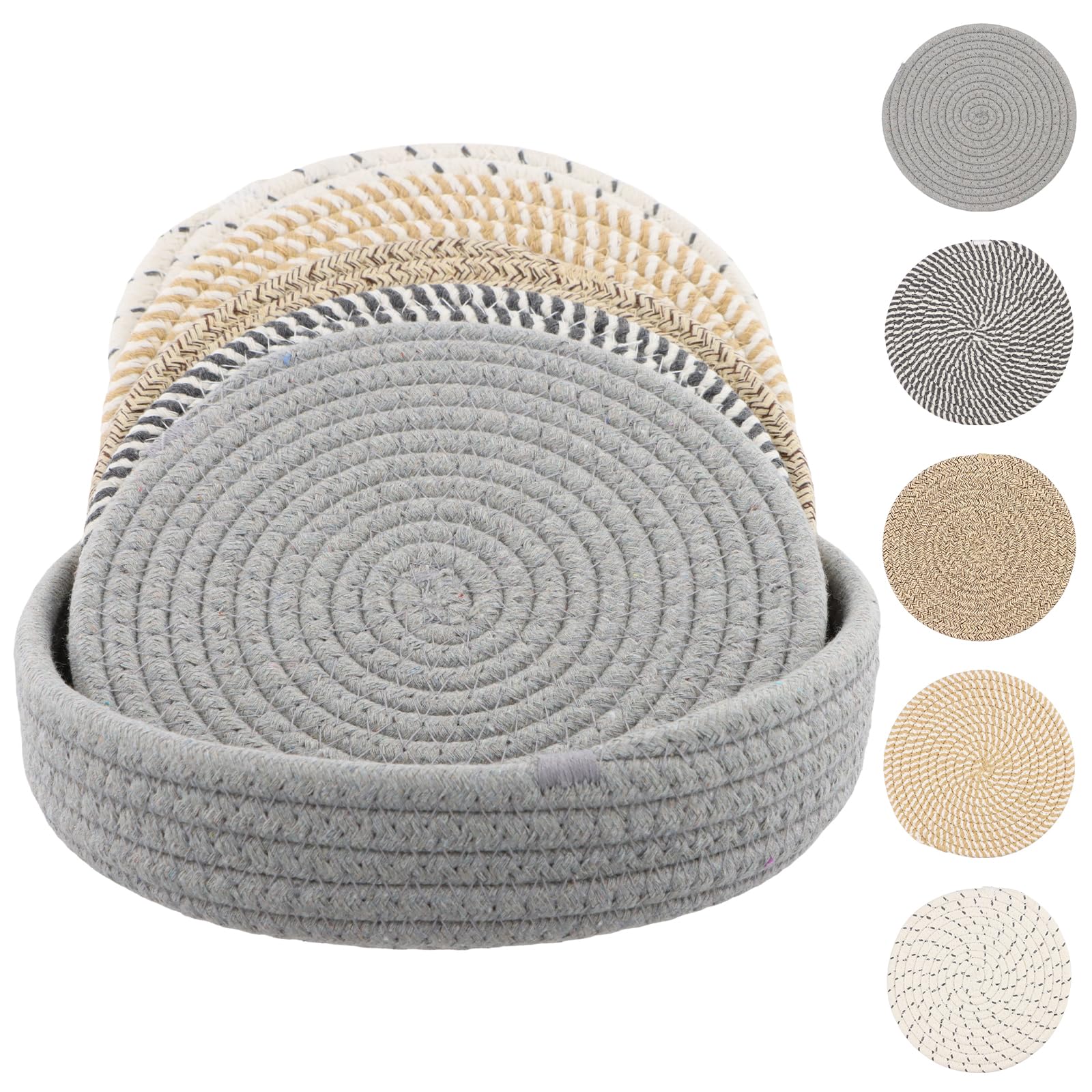 Cotton Woven Trivets, Round Braided Cotton Thread Trivets, Woven Cotton Trivets for Pots, Braided Mat Pot Holder for Drinks, Restaurant, Bar