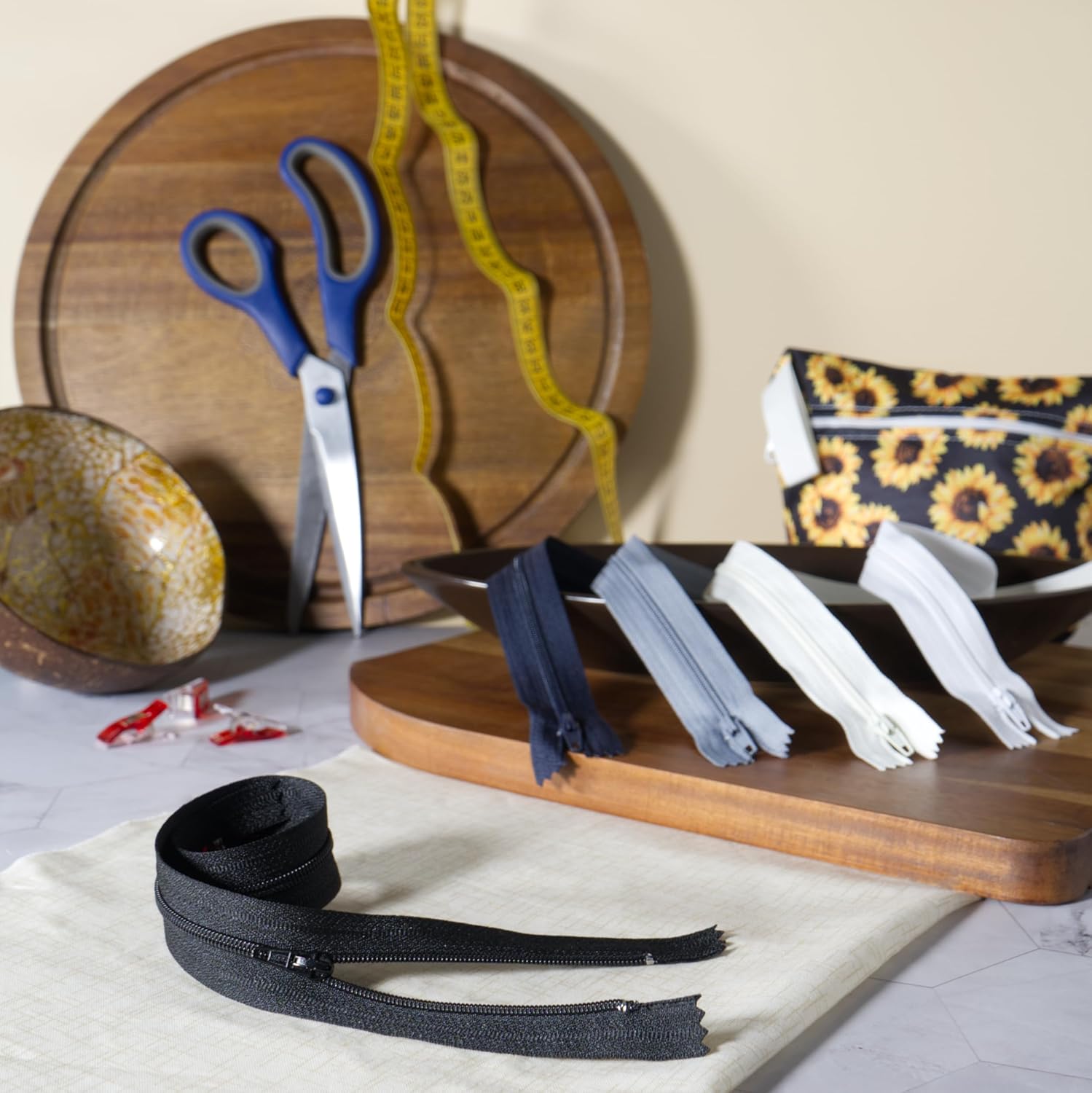 Trimz (20inch Black one way end stop zip with 4mm teeth 10Pcs, 50cm=19.68, 10 Pack