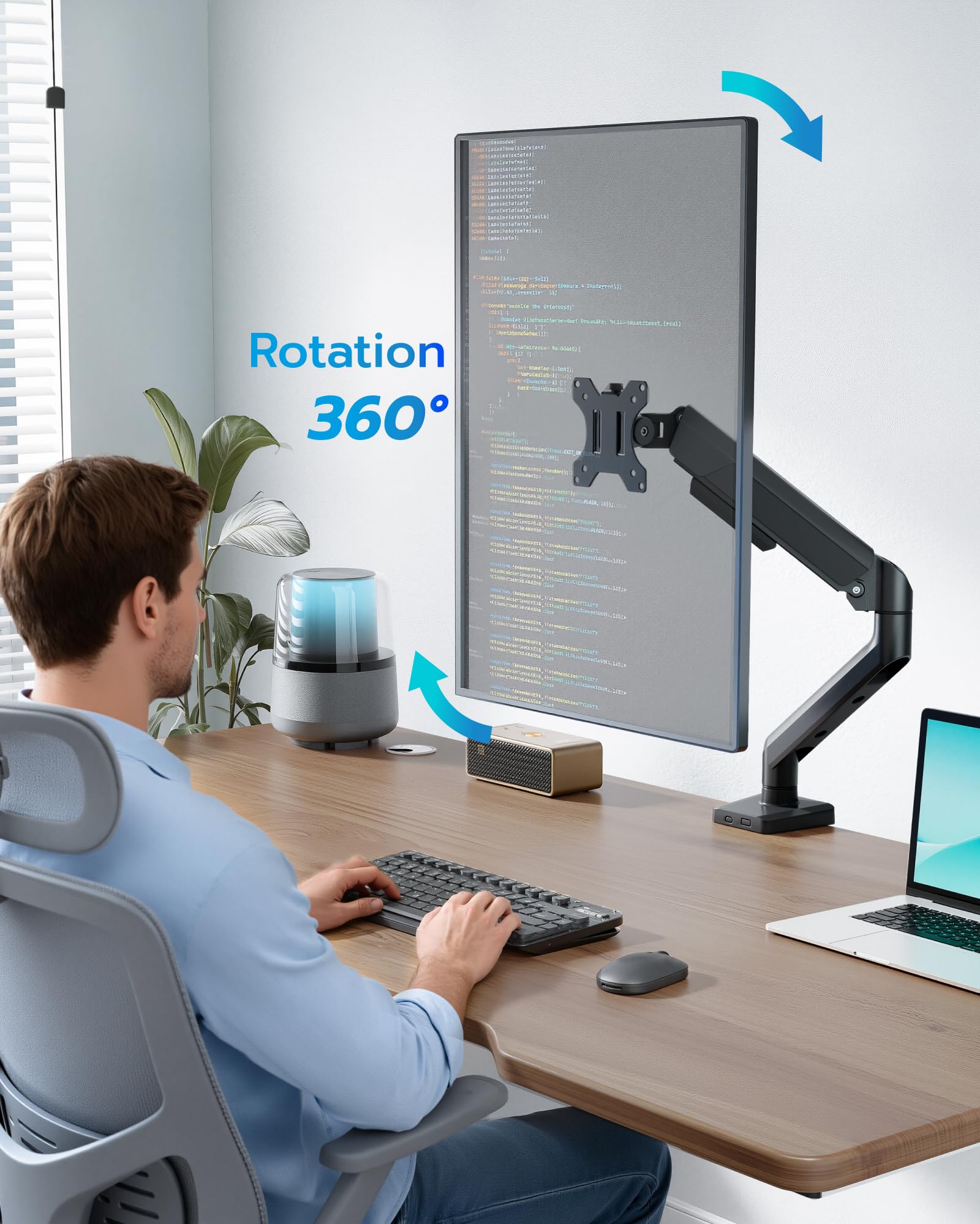 ARES WING Support de Moniteur pour écran Plat incurvé de 17" à 40" | Hauteur réglable, Charge maximale 12 kg, Support VESA 75/100 mm, Support de bureau