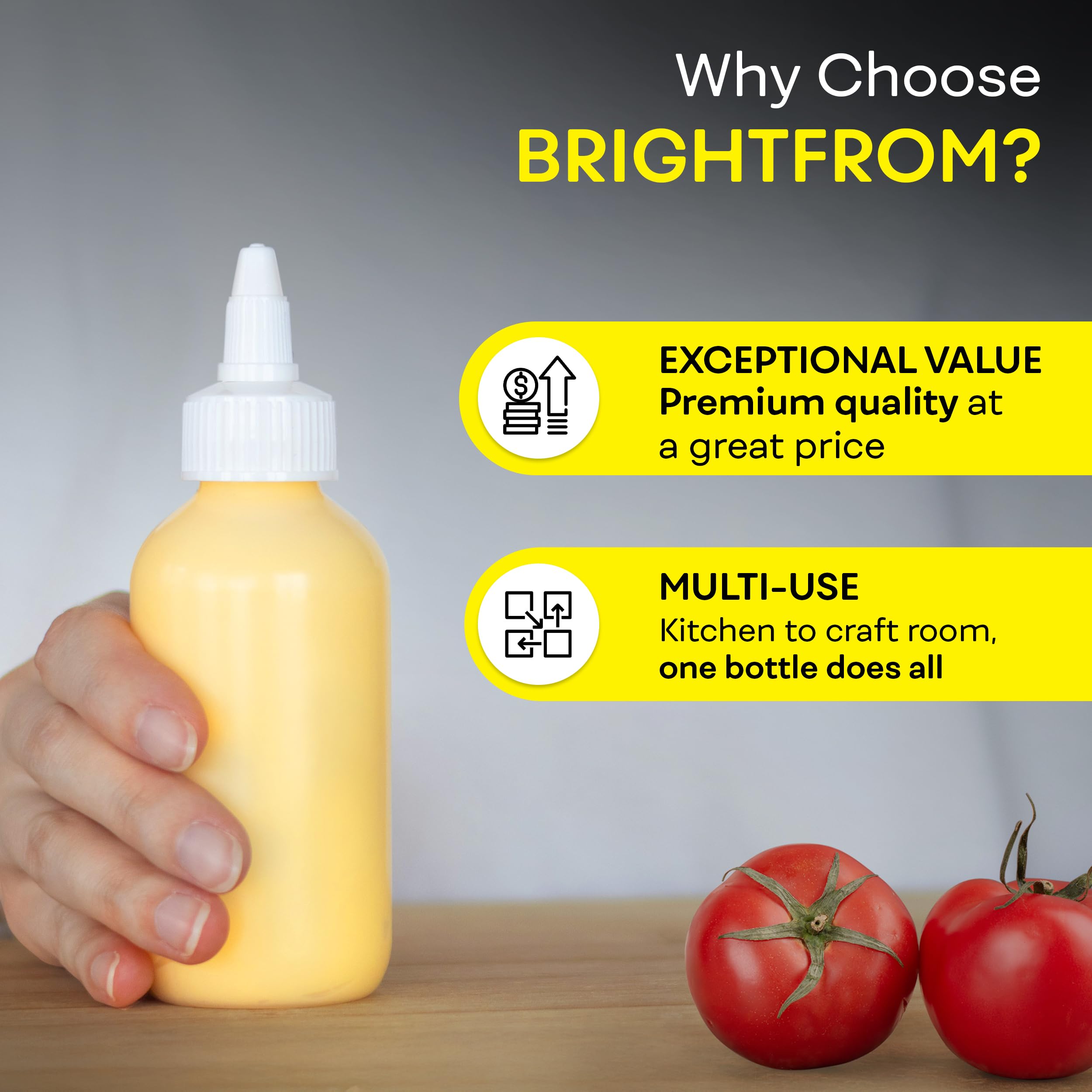 BRIGHTFROM Quetschflaschen für Gewürze, leere Spritzflaschen, Drehverschluss, auslaufsicher, ideal für Ketchup, Senf, Sirup, Saucen, Dressing, Öl, Kunst und Handwerk, BPA-freier Kunststoff, 118 ml, 2