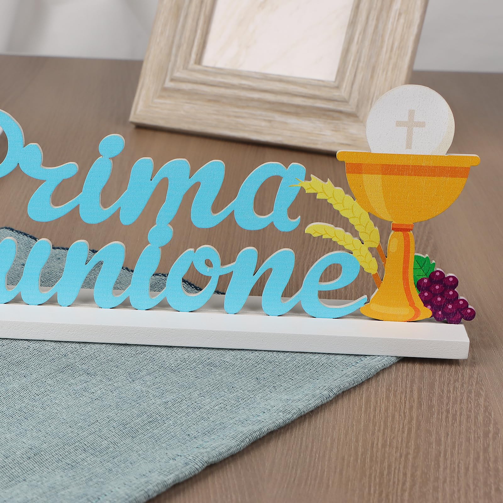 Supporto In Legno Con Scheda Personalizzata Per Decorare Il Tavolo Della Prima Comunione