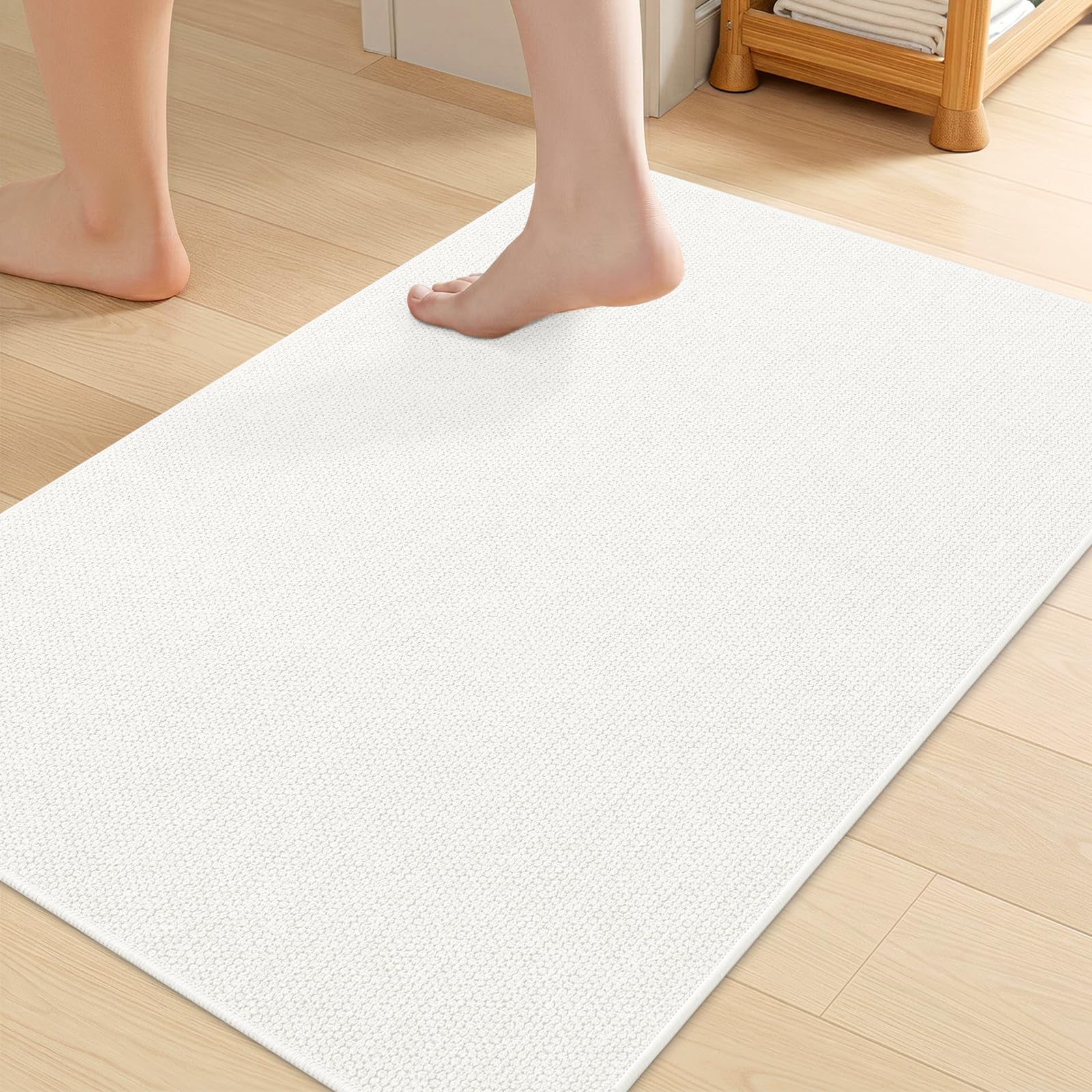 Smiry Ultra Thin Bath Mat 27x17, Non Slip Rubber Washable Bathroom Rugs
