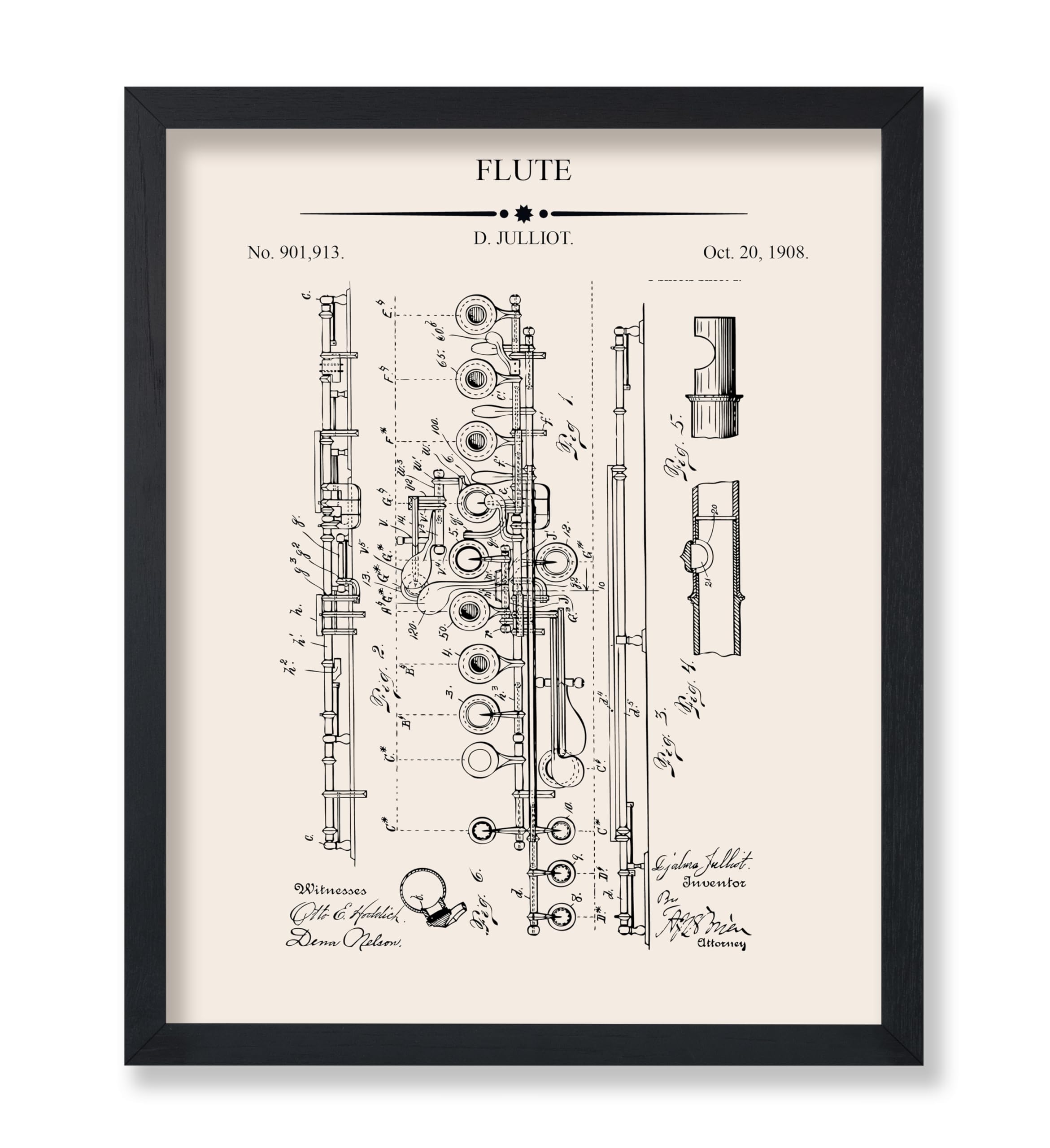 Poster Master Flute Blueprint Poster - Flute Patent Print - Music Art - Musical Instrument Design - Technical Design - Marching Band Decor - Great