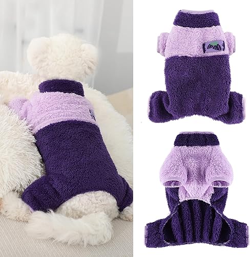 Suéteres para perros pequeños y niñas, pijamas de otoño para perros de tamaño pequeño, pijama de forro polar de cuello alto macho y hembra, overol