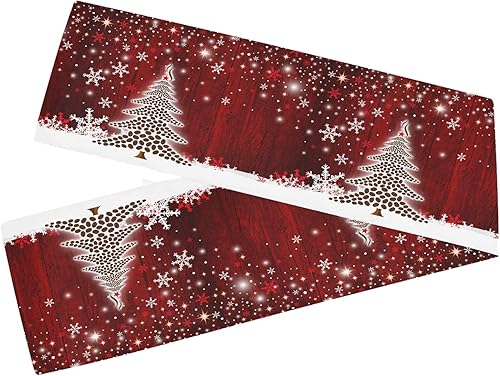 Wamika Camino de mesa con diseño de copo de nieve rojo con árbol de Navidad, 13 x 70 pulgadas, Navidad, nieve, muñeco de nieve, muñeco de nieve, disponible en Yaxa Costa Rica