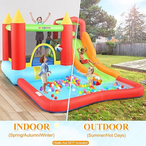 Miniatura 4 de Casa inflable para niños de 3 a 12 años, casa inflable con tobogán largo para patio trasero al aire libreinterior, castillo animoso, casa de salto