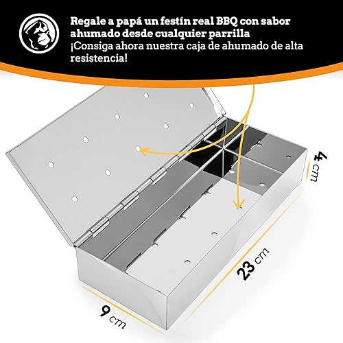 Miniatura 2 de Mountain Grillers Caja para ahumar barbacoa - Caja de acero inoxidable para astillas de madera - Ideal para parrillas de gas y carbón - Accesorios