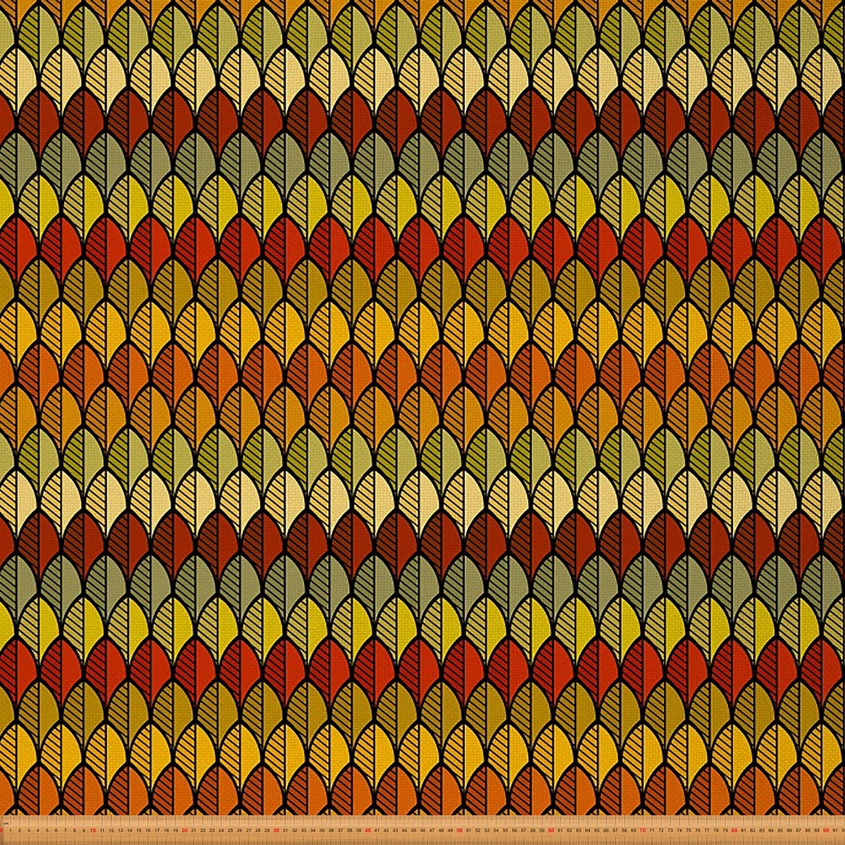 Geometric Leaves Fabric by The Yard Vintage Autumn Botanical Theme Upholstery Fabric for Chairs and Home DIY Projects Leaf Pattern Decorative Waterproof Fabric 10 Yards,(L920*W150cm)