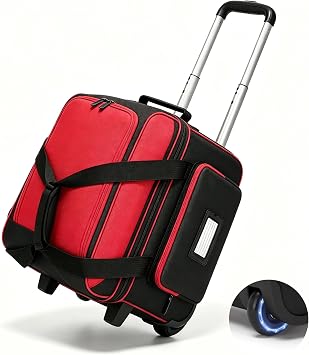 Single Roller Bowling Bag with Wheels, 1 Bowling Ball Bag with Separate Shoe Compartment and Retractable Handle Extends to 37.0 Inches, Padded Foam Ball Insert