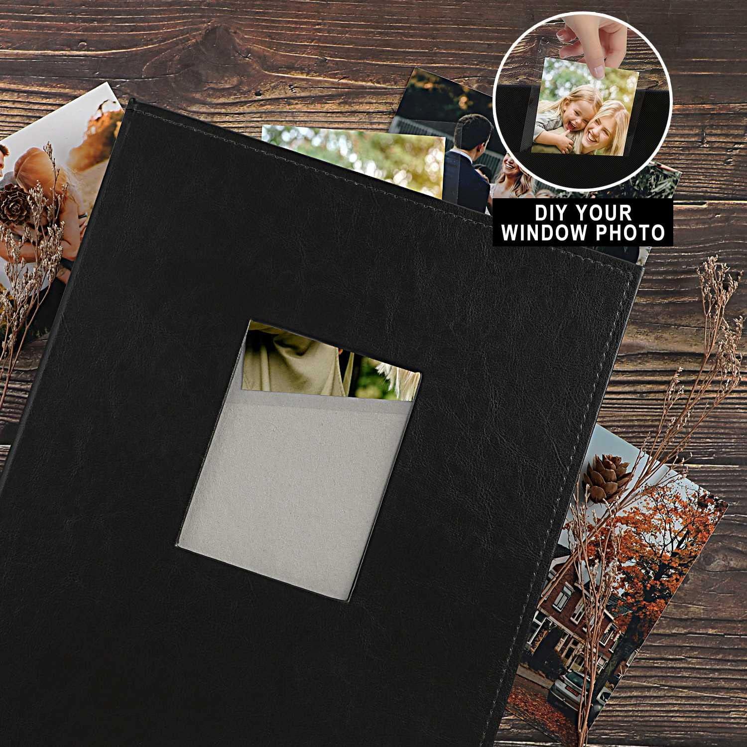 Ywlake Photo Album 4x6 400 Pockets, Leather Photo Albums Holds 400 Vertical Pictures Only Black