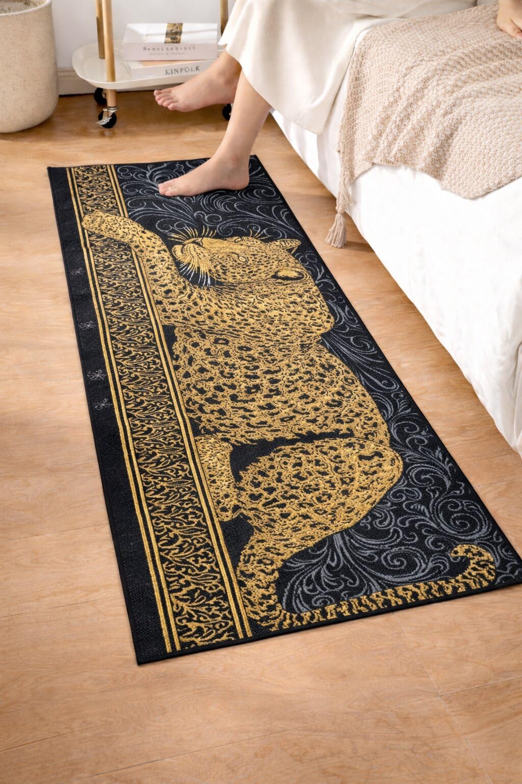 Alef® 2x5 Ft Hand Woven Printed 100% Cotton Bedside Runner, Carpet for Living Room, Bedroom, Office, Guest Room, Kitchen, Floor Mat, Print - Tiger Print-picture-11