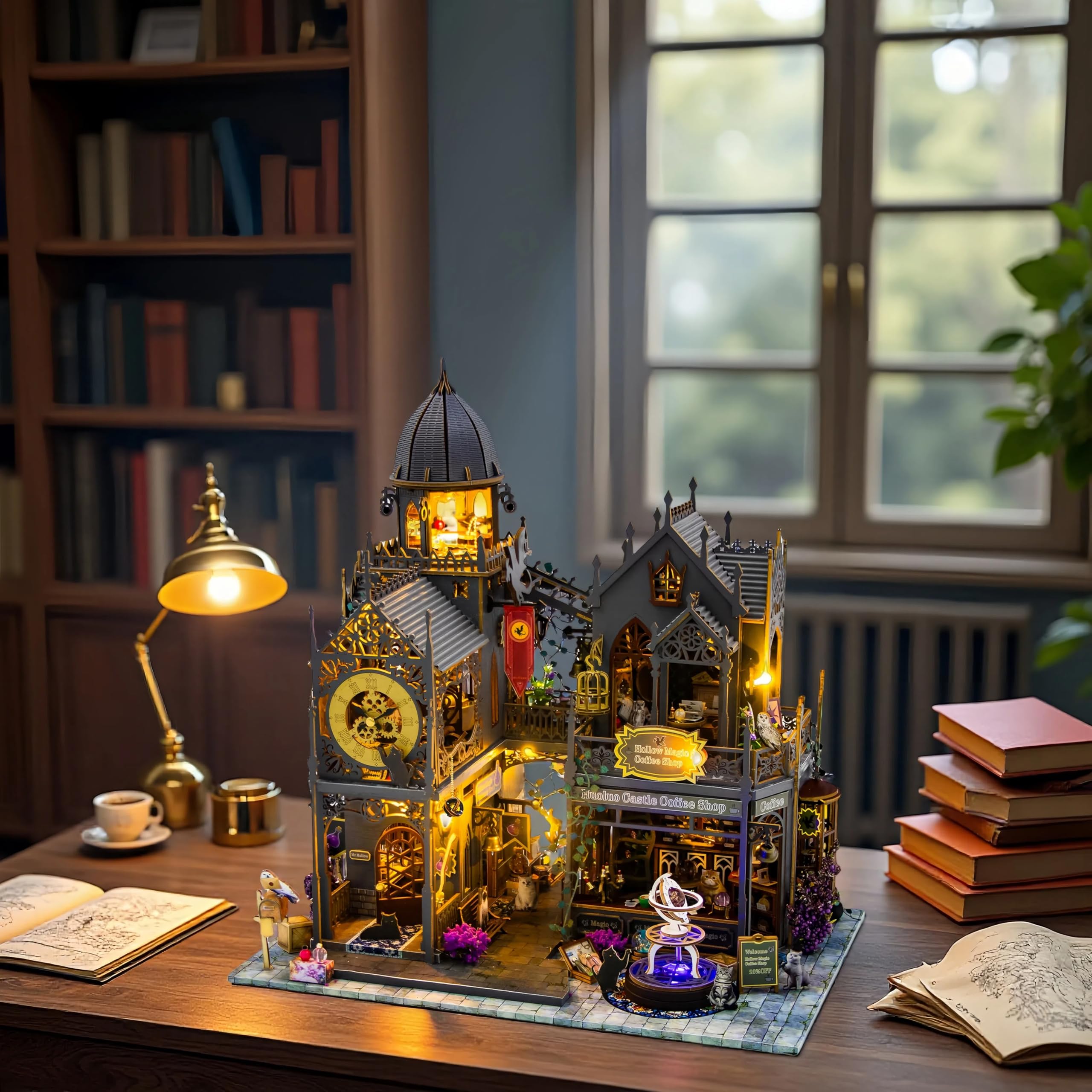 Zestaw miniaturowy do samodzielnego wykonania, domek dla lalek dla dorosłych, prezent urodzinowy / bożonarodzeniowy dla rodziny i przyjaciół, magiczny zamek, nawiedzony domek dla lalek