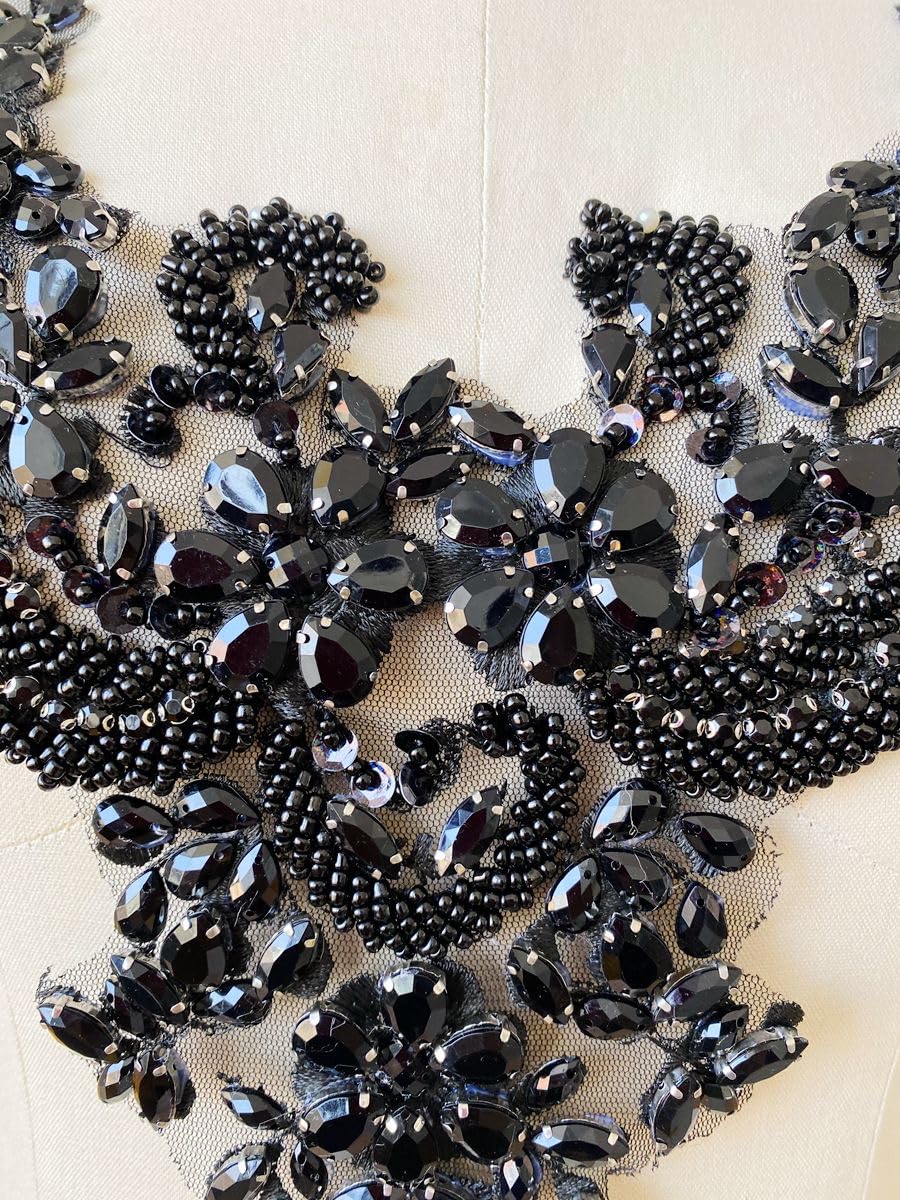 40 * 33 cm Applique in Pizzo con Strass Fatti a Mano Cucire su Perline rifinire l'accessorio per la Scollatura dei Vestiti