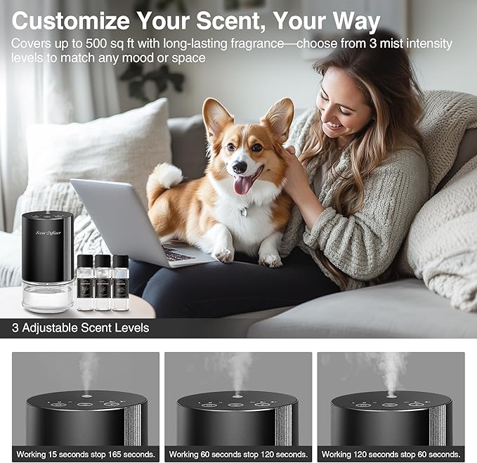 Difusor de Aromas Eléctrico Recargable 100ml ScFZen Negro miniatura 6