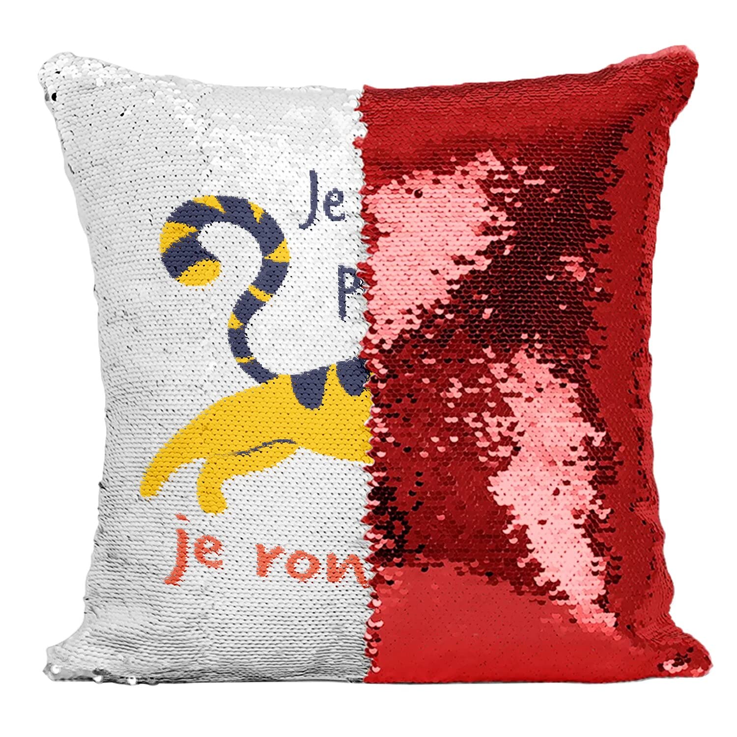 Coussin paillettes rouge idee cadeau originale humour chat pour anniversaire et fetes