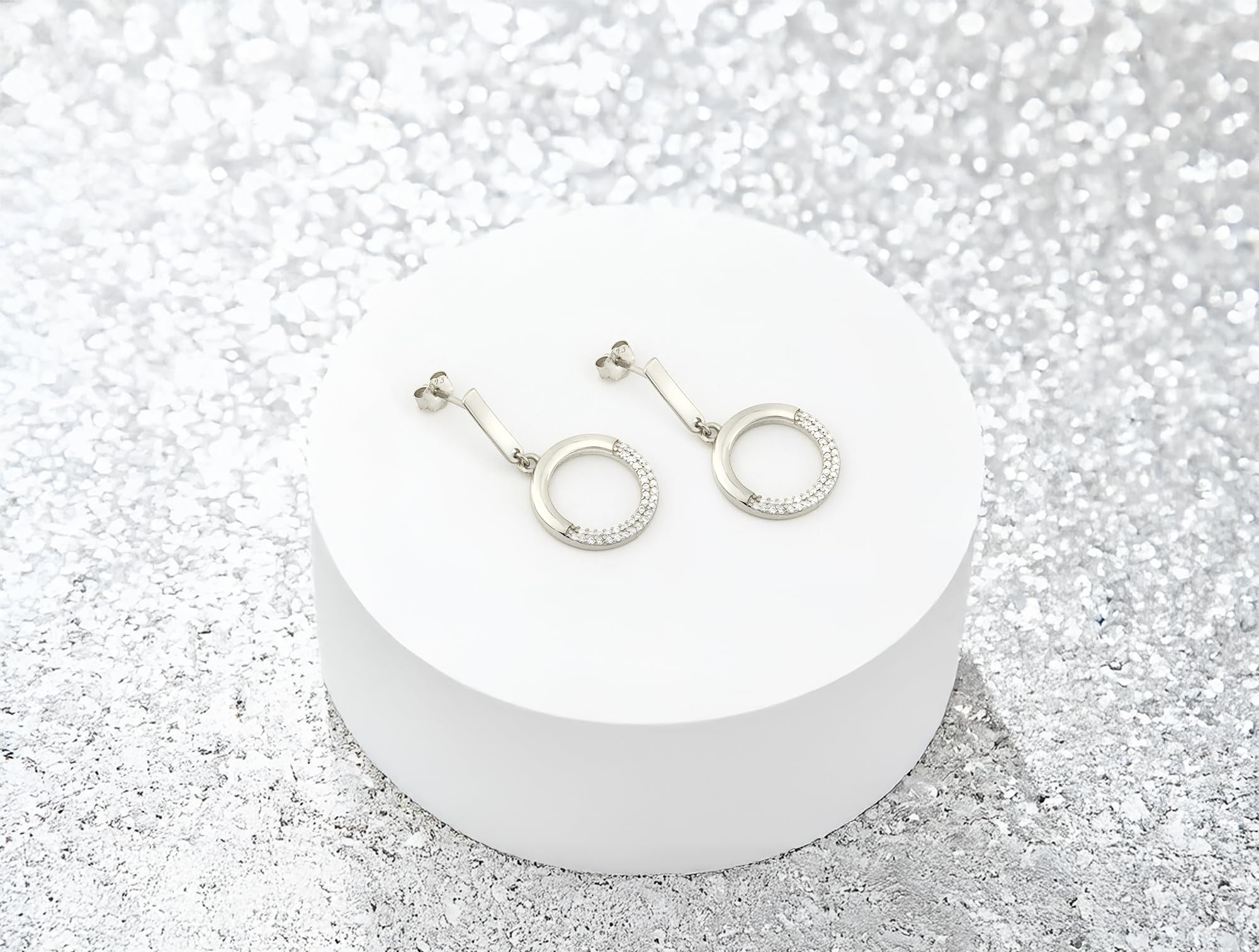 SOFIA MILANI - Damen Ohrringe 925 Silber - mit Zirkonia Steinen - Kreis Ohrhänger