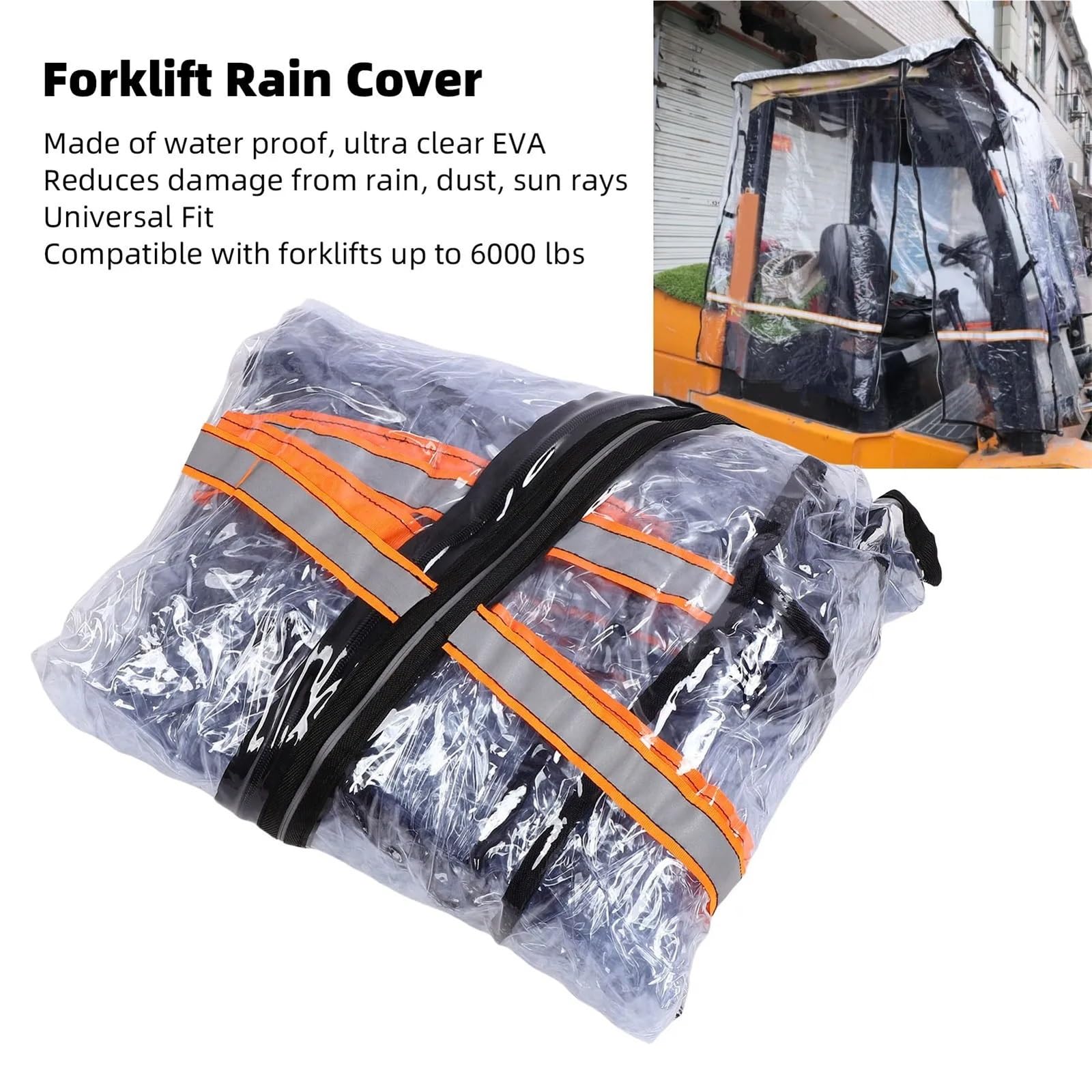 Gabelstapler-Regenschutz, 6000 Pfund Tragkraft, Universelle Transparente Gabelstapler-Abdeckung Aus EVA for Allwetter-Gabelstapler-Zubehör, Transparent