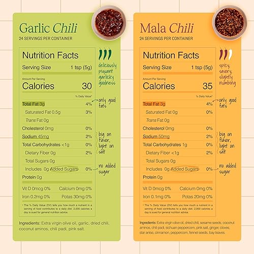 Miniatura 10 de Everiday Chilis Sin aceites de semillas Alternativa a salsa picante Todo natural, sin gluten y vegano (paquete de 1, aceite de chile mala)