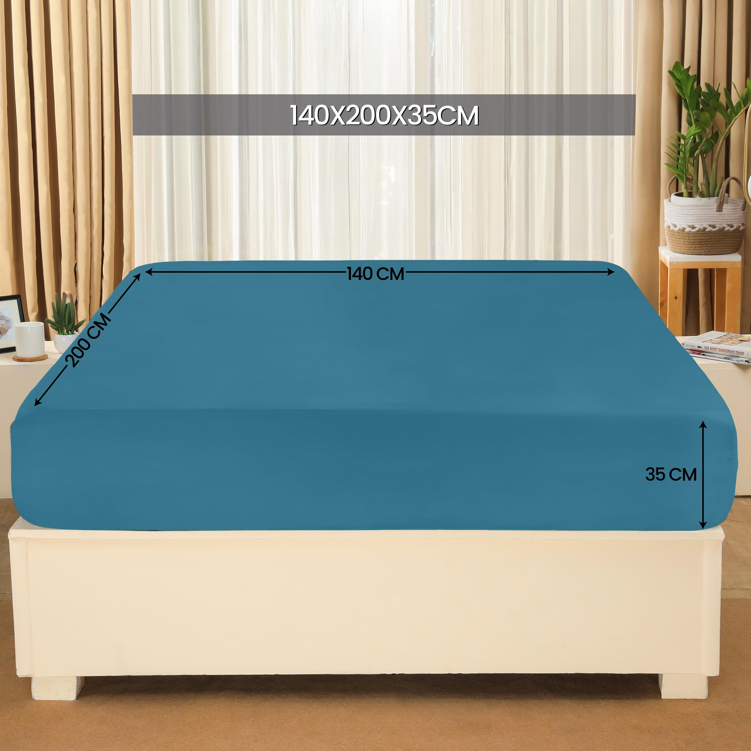 Utopia Bedding Lenzuolo con Angoli Una Piazza e Mezza Francese - 140x200cm - Blu Denim - Microfibra di Poliestere Spazzolato - Lenzuolo sotto con Angoli Elasticizzato