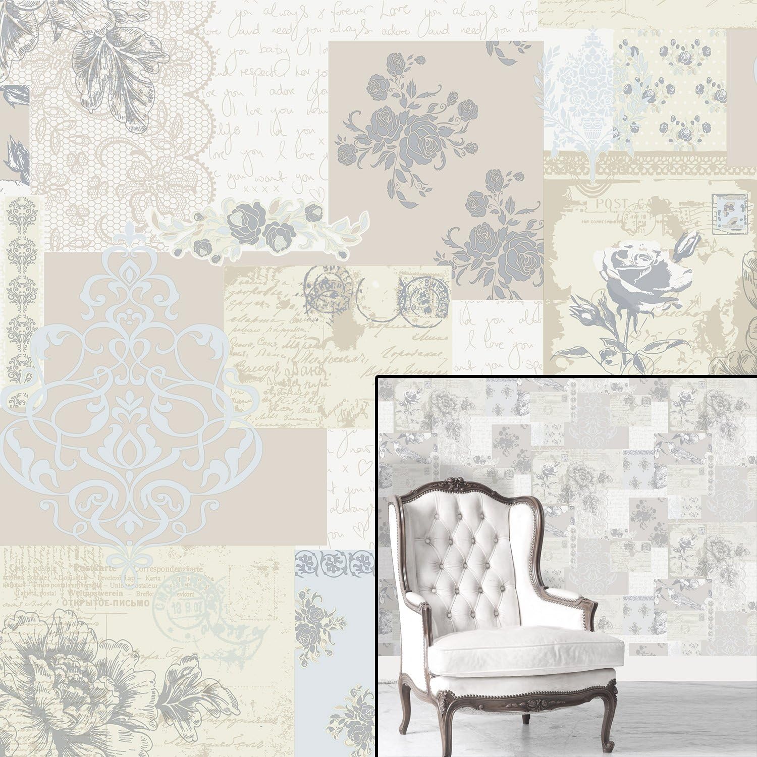 CWV Simplex Love Letters Quality Wallpaper Wallpaper Motif Beige M0817