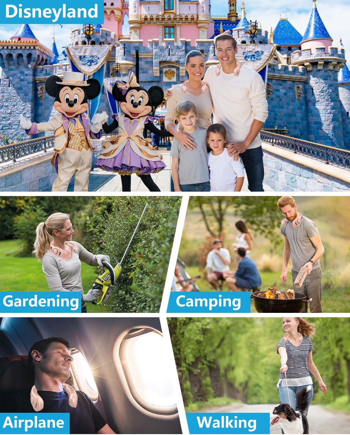 Neck Fan with Water Mist Spray,Misting Cooling Personal Fans for Your Neck Go Around that Blow Cold Air,Foldaway Hands Free Devices Mister Fan,Best Gifts for Mother's Day Father's Day Birthday