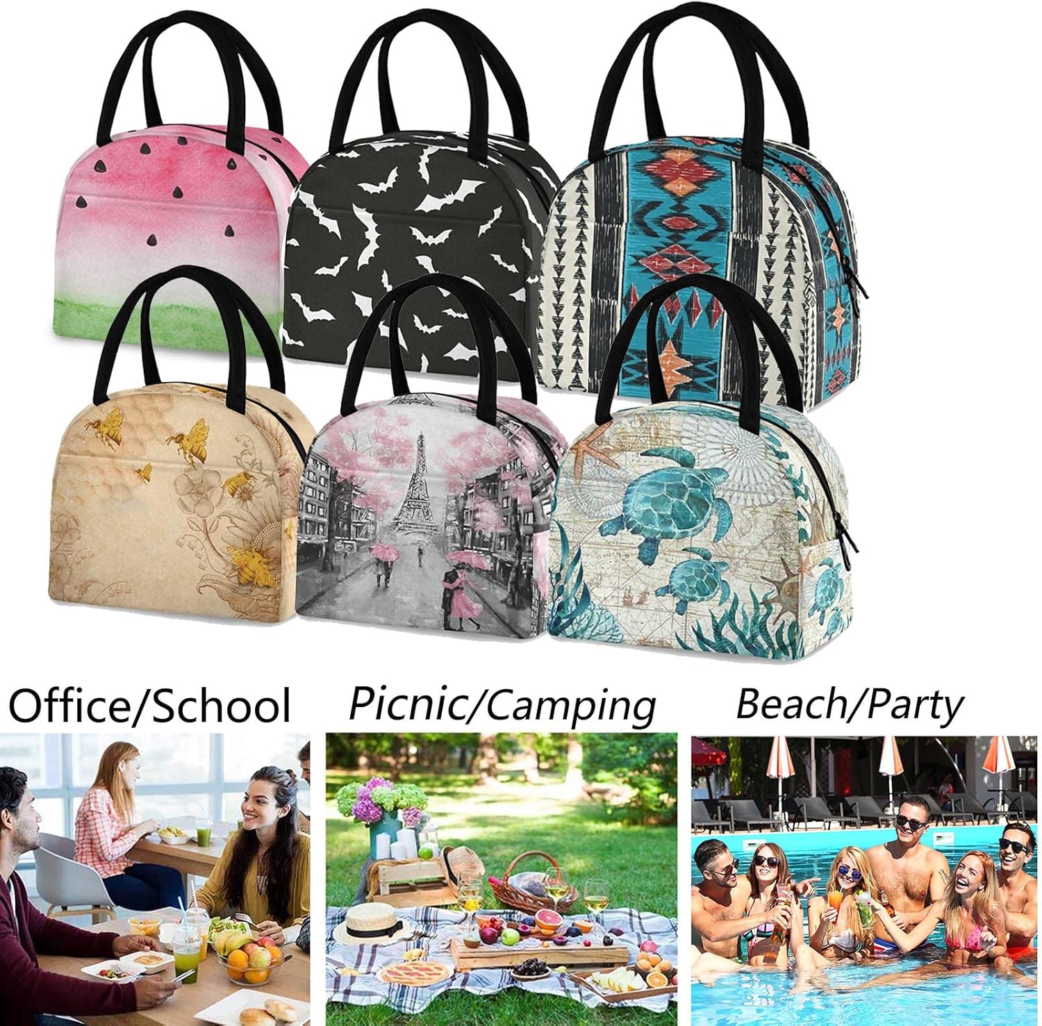 Multi-Storied Mysterious Bookshelf Library Reusable Lunch Tote Bag with Front Pocket Zipper Closure Insulated Thermal Cooler Container Bag for Man Women Work Picnic Travel Beach Fishing - Image 4