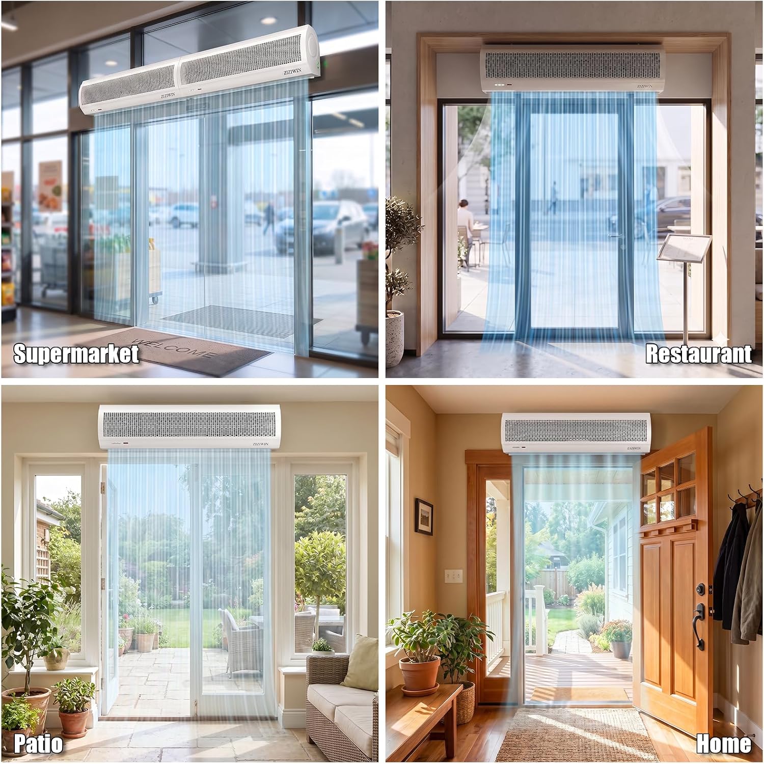 36” Air Curtain, Wall-Mounted Air Curtains for Doors, Air Curtain Fan for Doors, Commercial Indoor Air Curtain with Auto Magnetic Door Switch, Wall-Mounted Fan for Home Garage Shop Restaurant