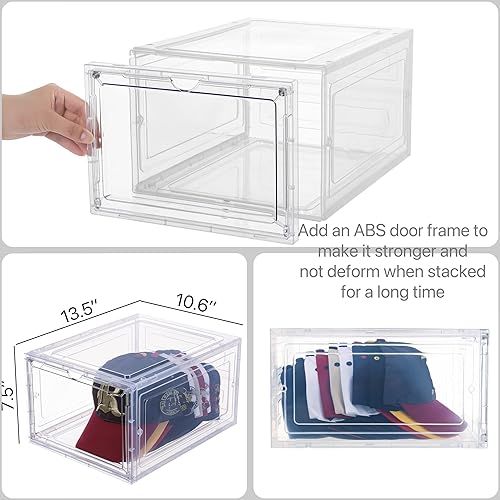 Miniatura 3 de Attelite Upgrade Harder - Organizador de sombreros de plástico sólido para gorras de béisbol, paquete de 8 cajas de almacenamiento apilables para