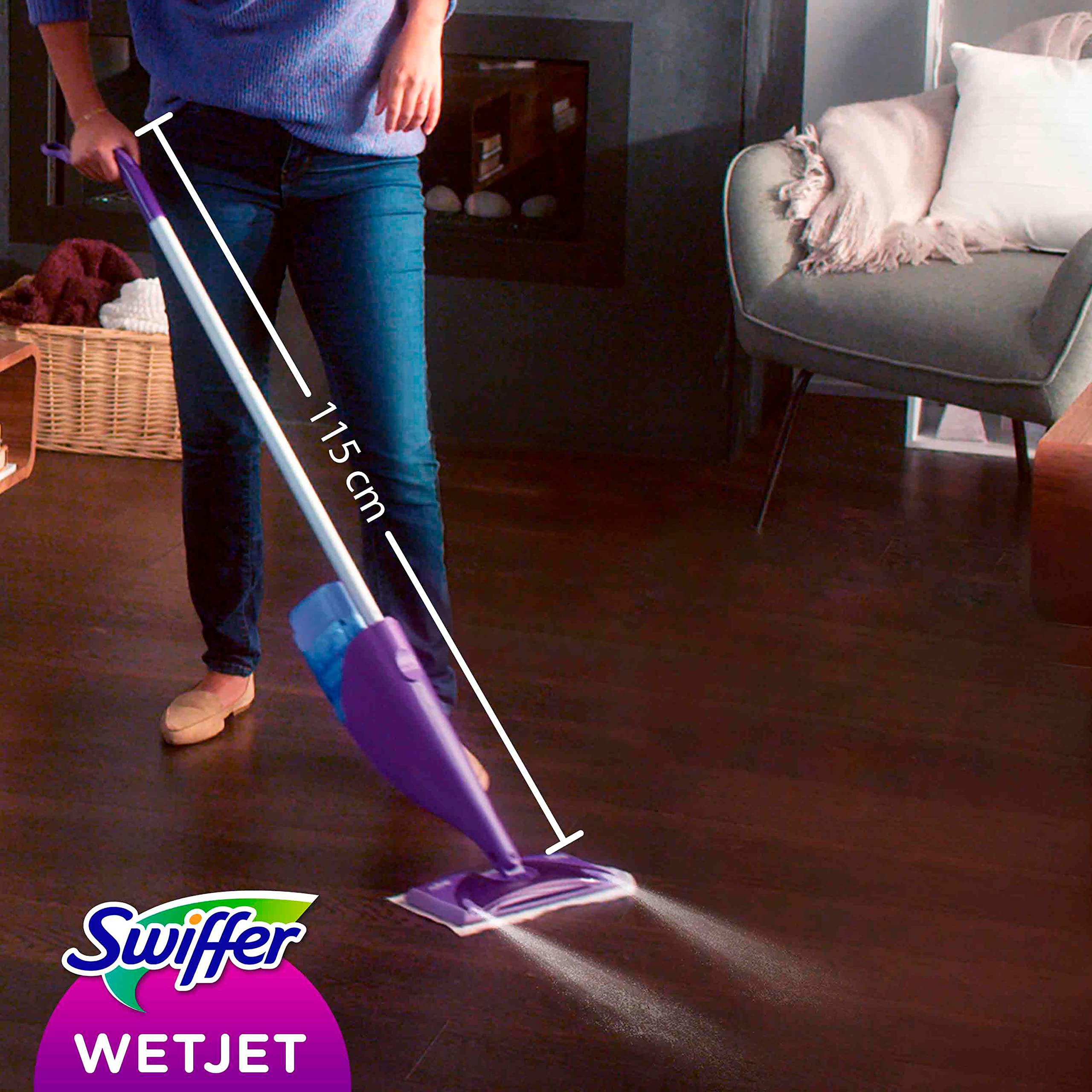 Swiffer WetJet Wood - Kit de iniciación con solución limpiadora especial para suelos de madera acabados