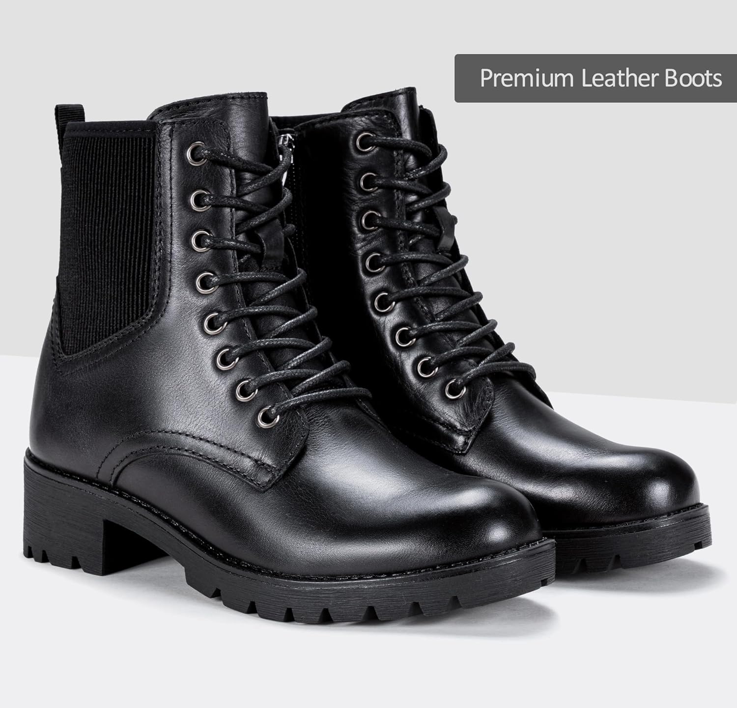 Vepose Women's 916 Ankle Boots, Combat Lace up Short Booties with Inside Zipper - Image 3