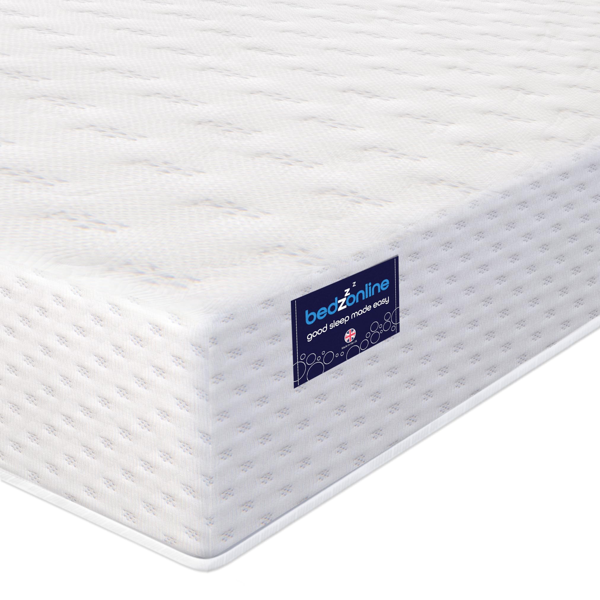 BEDZONLINE Diamond Memory Foam Mattress | 3ft Single | Reflex Foam | Incredible Comfort | Body Support, Alignment & Pressure Relief | Machine Washable Mattress Cover UK Made & Hypoallergenic
