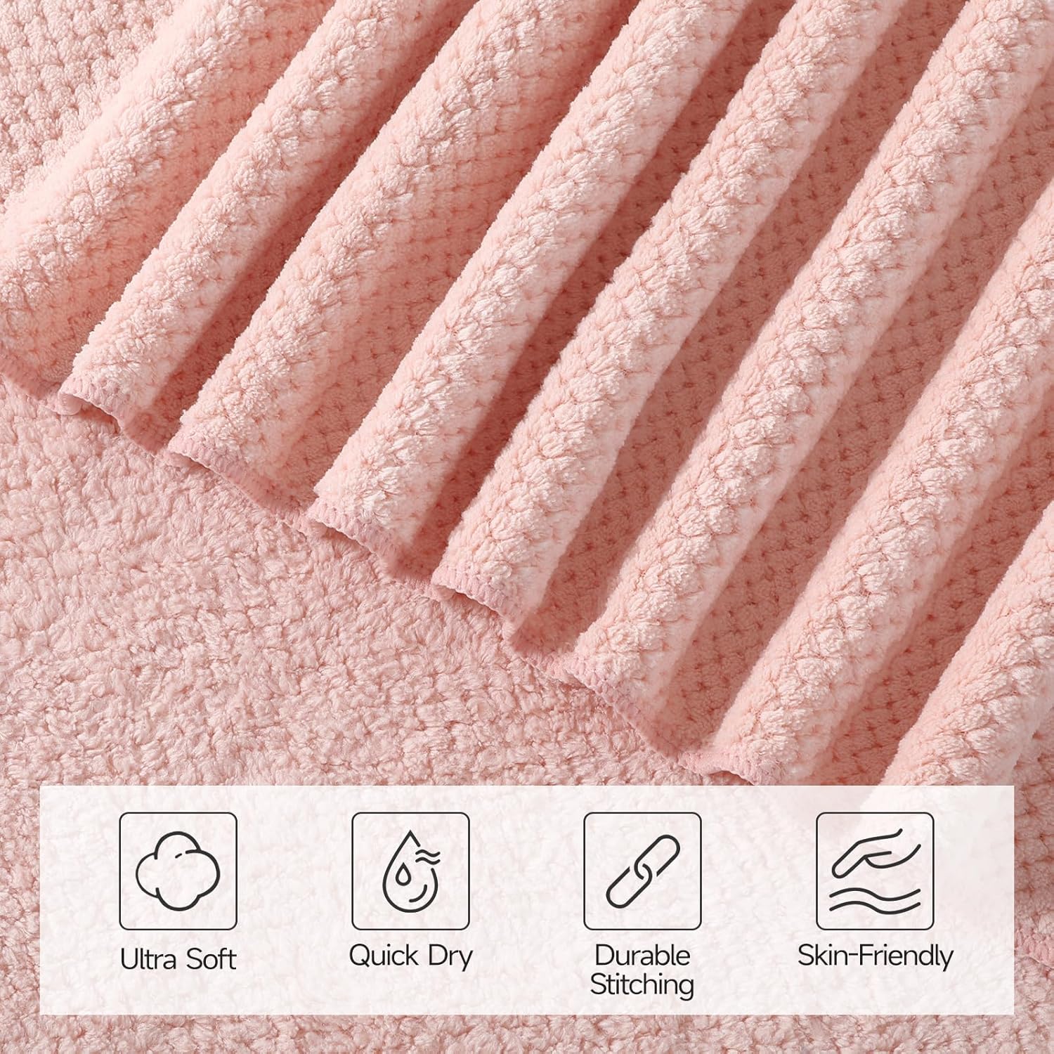 REDKISS Pink Towel Set of 8 - Soft Microfiber Bath Towels Set for Bathroom, Highly Absorbent Quick Dry Towels for Bathroom with 2 Large Bath Sheets, 2 Hand Towels, 4 Washcloths, Pink Towels for Shower