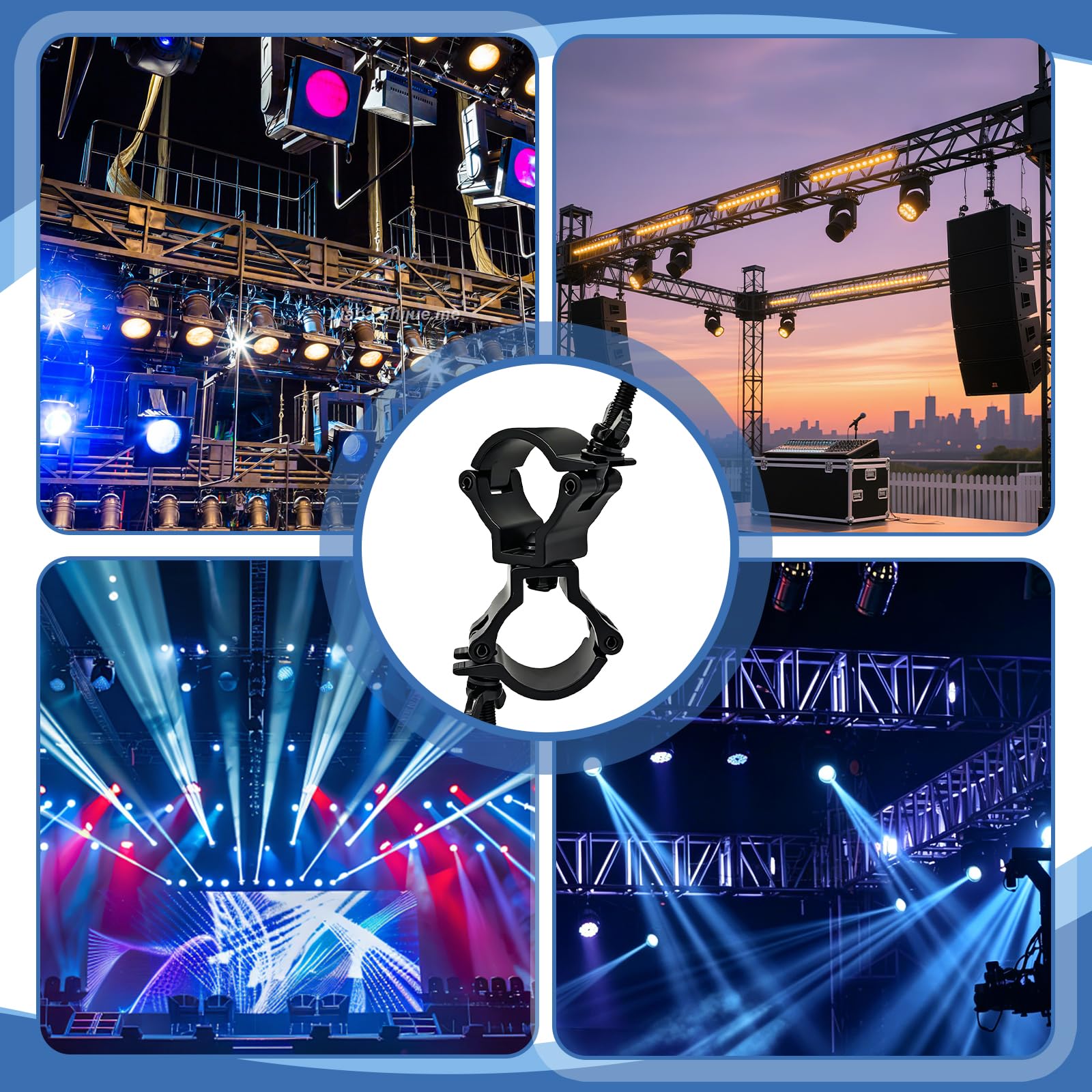 Abrazadera para Luces de Escenarios, 4Pcs Dual Truss Clamp de Aleación de Aluminio 48-52mm Giratorio Doble Gancho Truss Garras Truss Ganchos Abrazaderas deTubo Capacidad de 100 kg