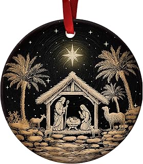 Nativity Christmas Ornaments 2025 - Nativity Scene Ornaments, Catholic Religious Gifts for Men Women, Christian Gift Ideas - Christian Gifts for Women Faith - Ceramic Ornament Xmas Tree Decoration