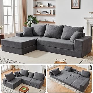 108'' Modular Sectional Couch, Modern 3-Seater Boneless Cloud Sleeper So...